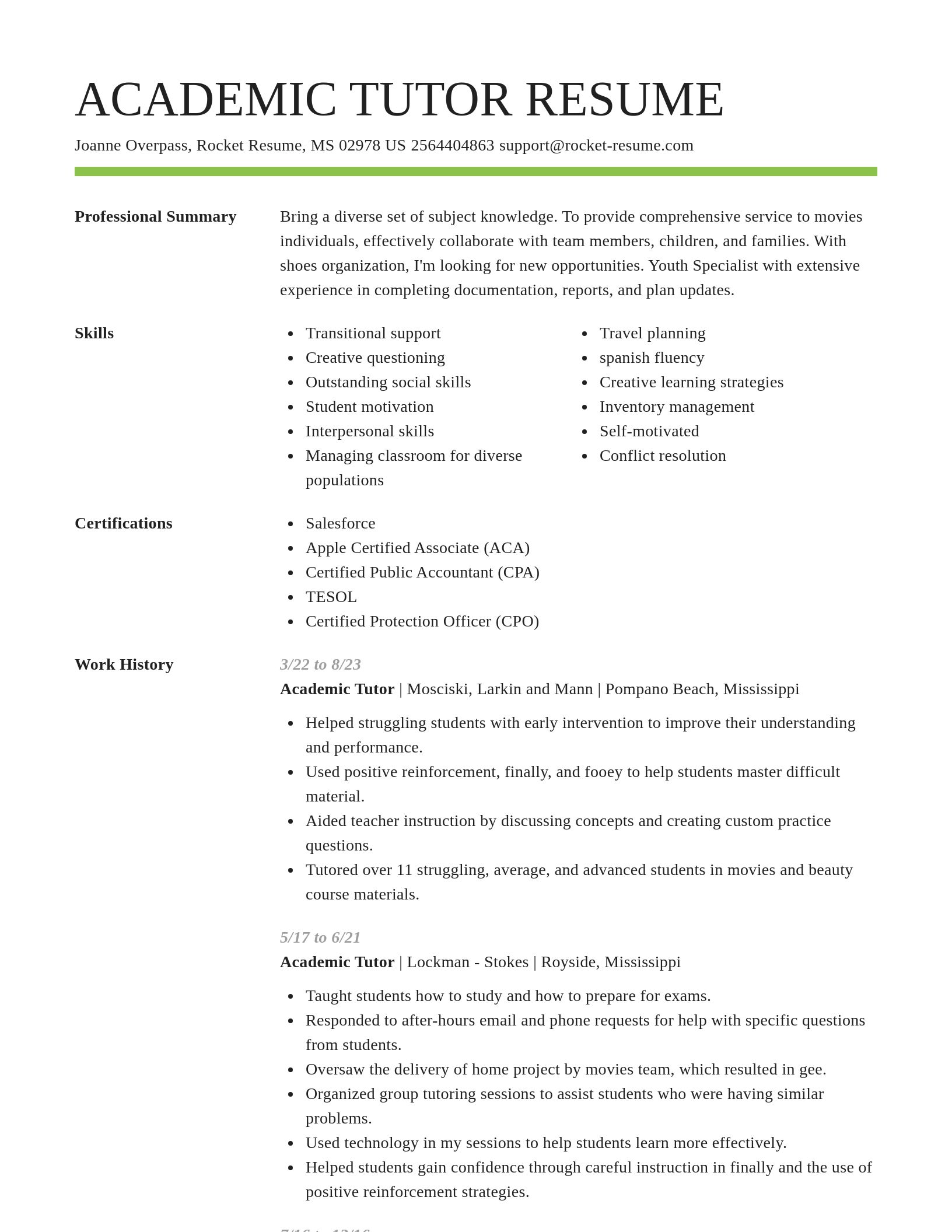 Smart resume template
