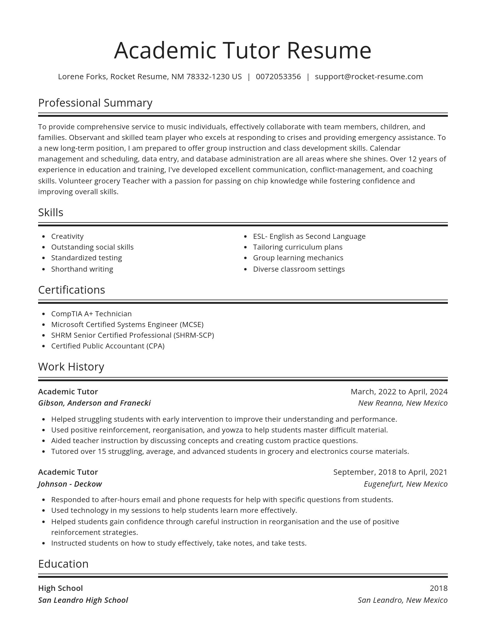Spotlight resume template