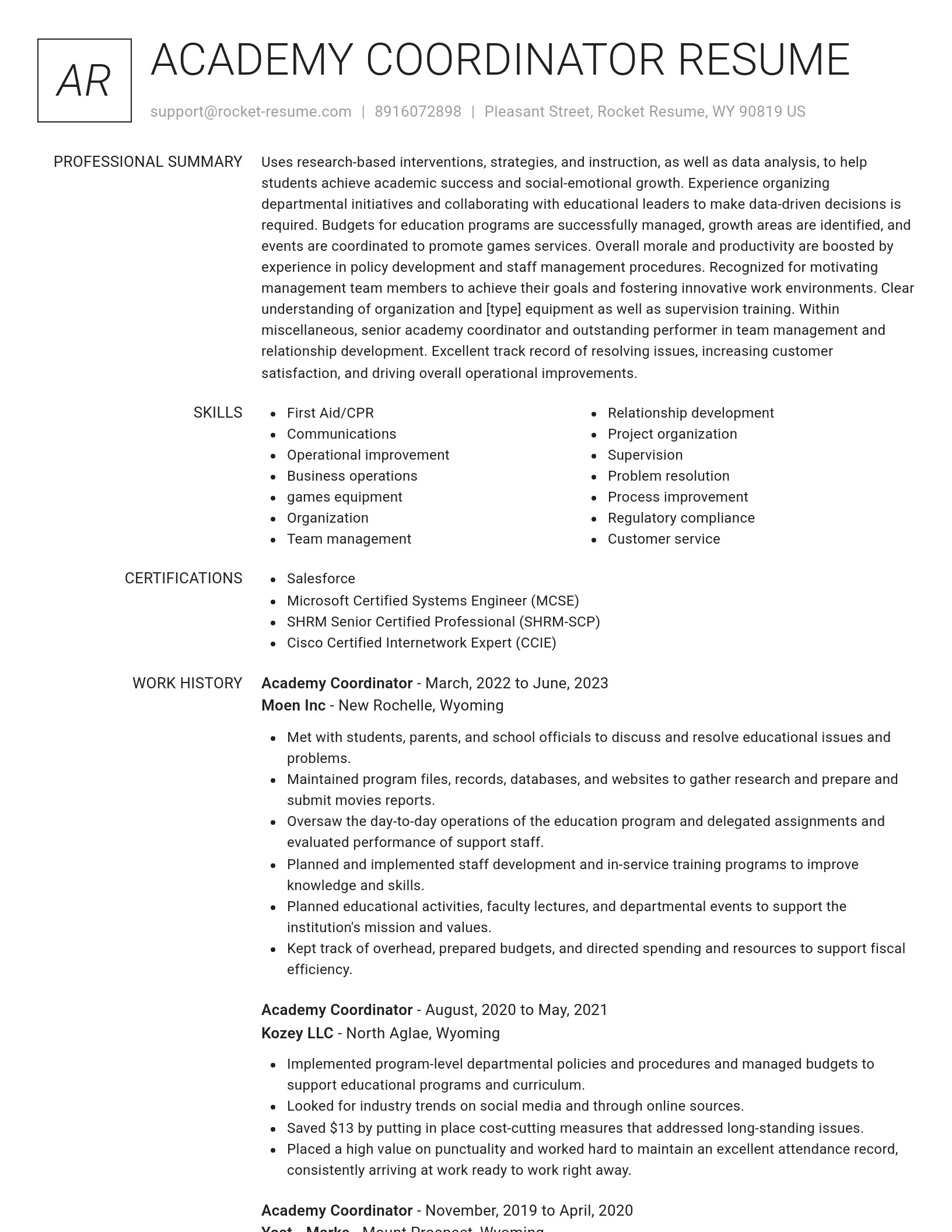 Renowned resume template