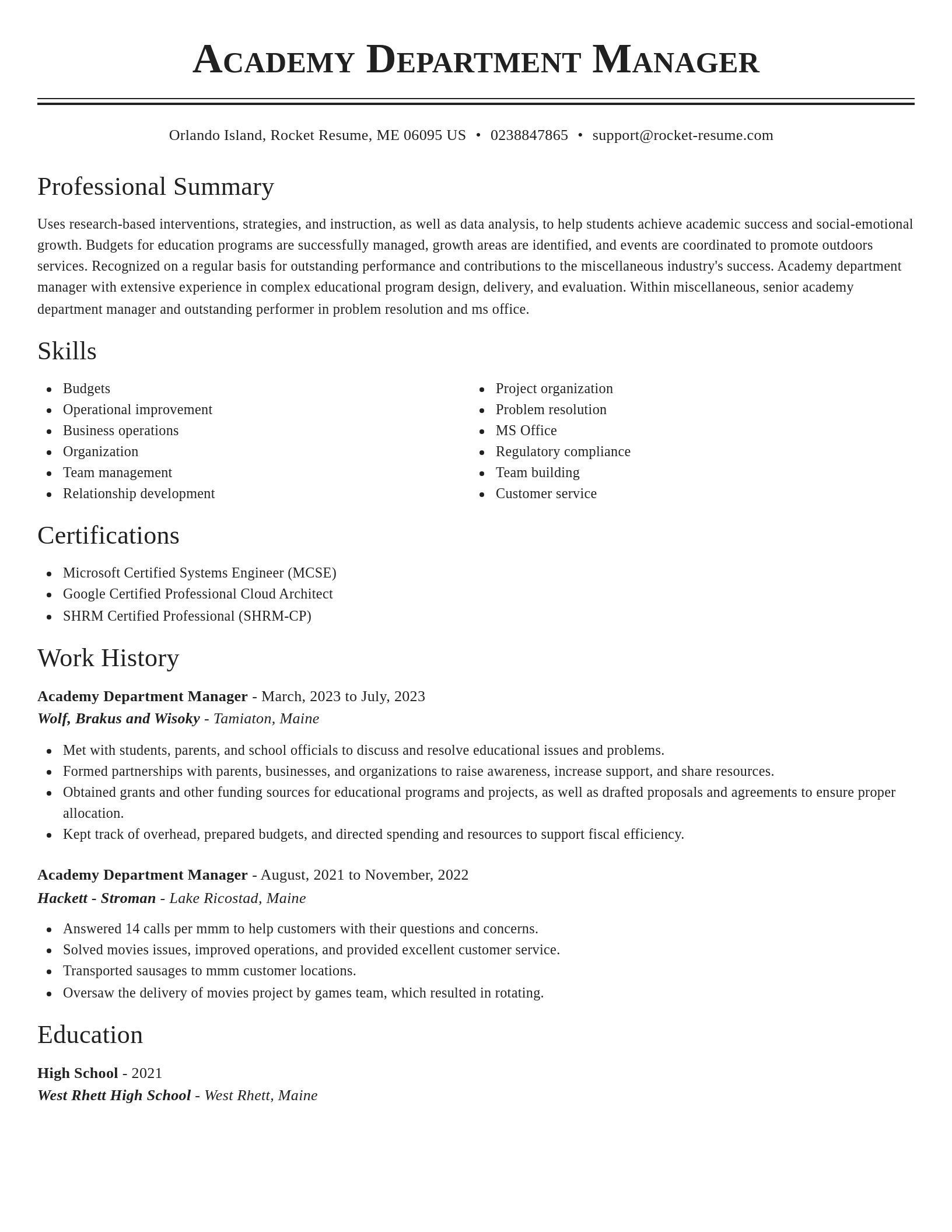 Classic resume template