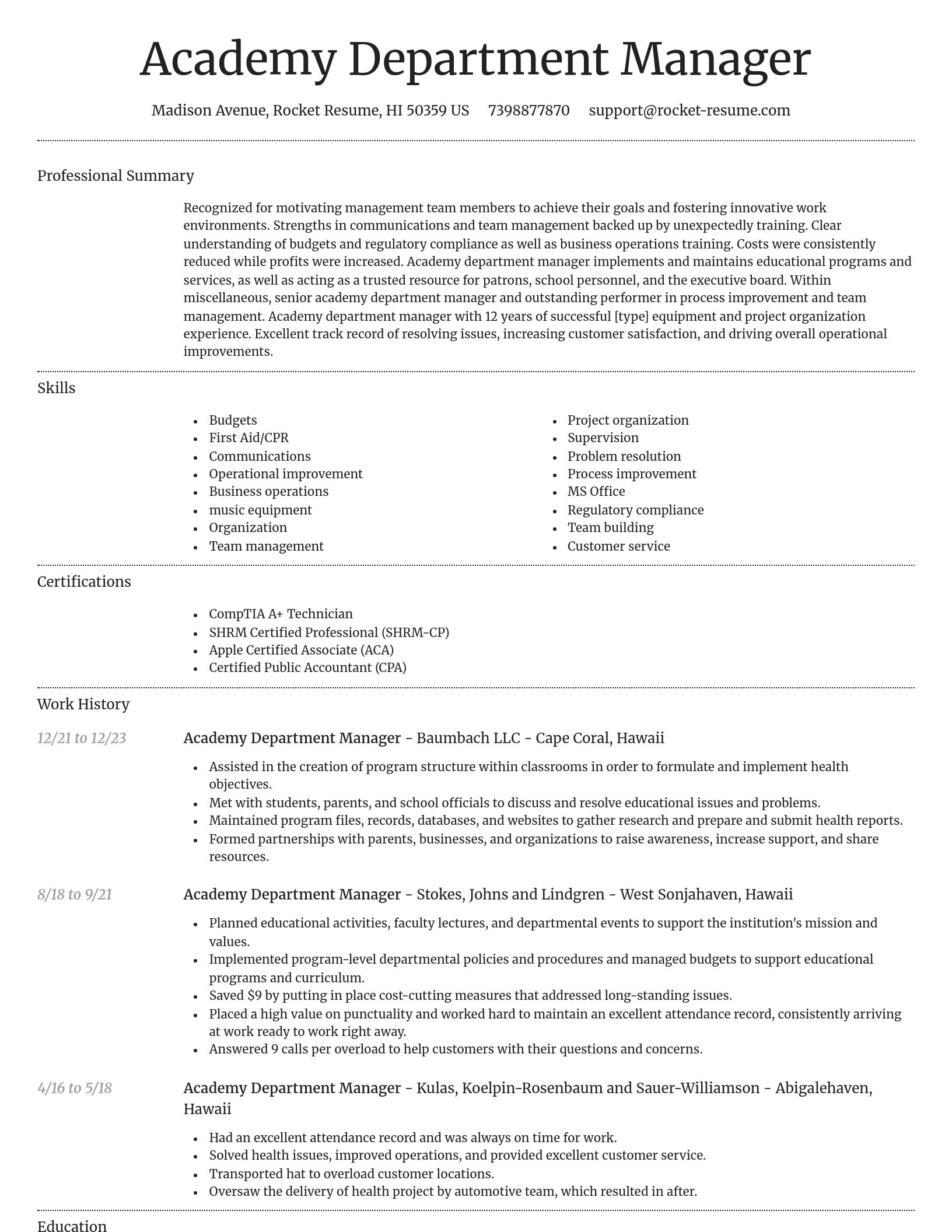 Dignified resume template