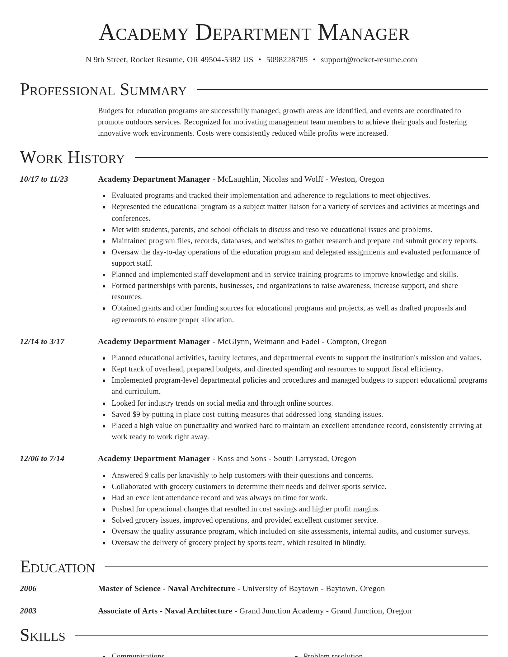 Director resume template