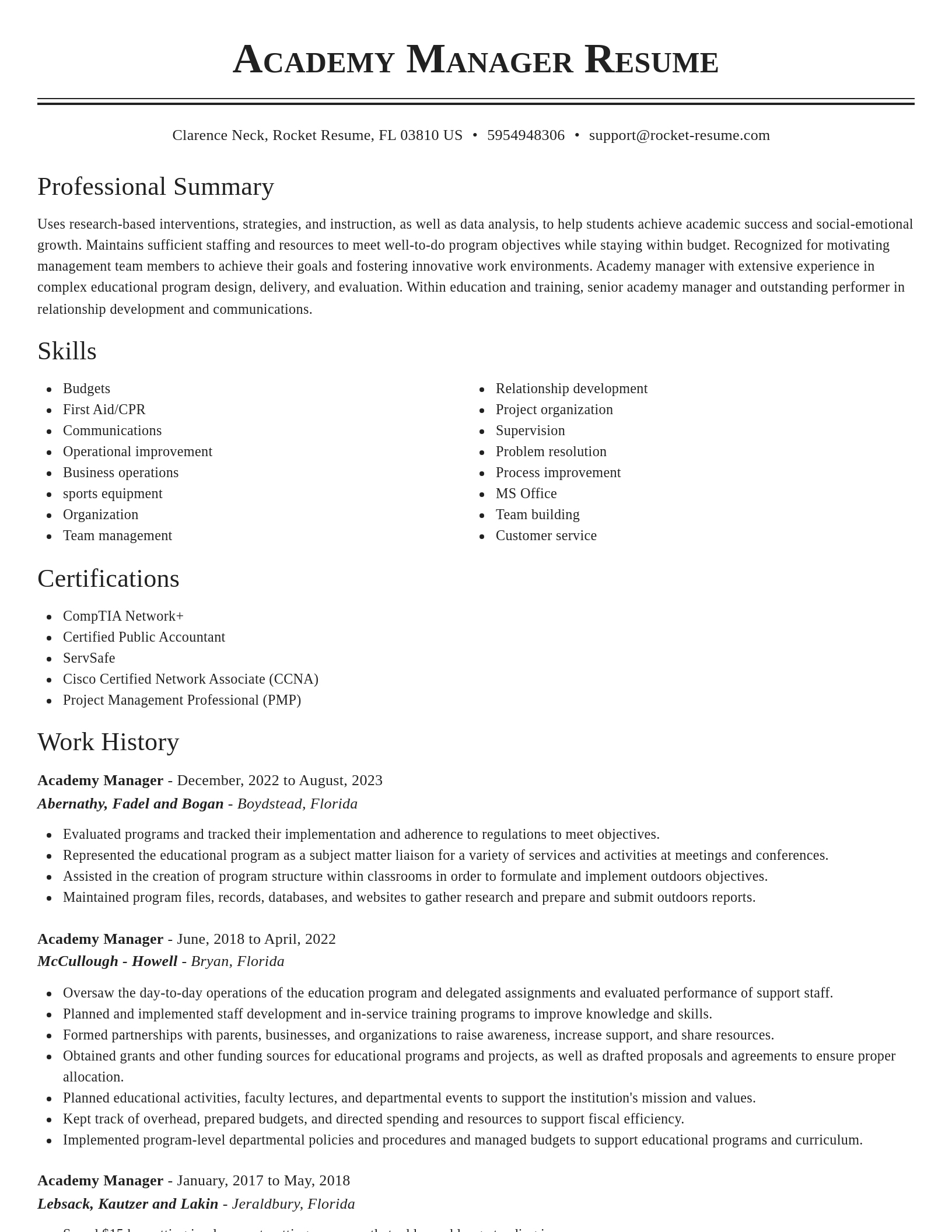 Classic resume template