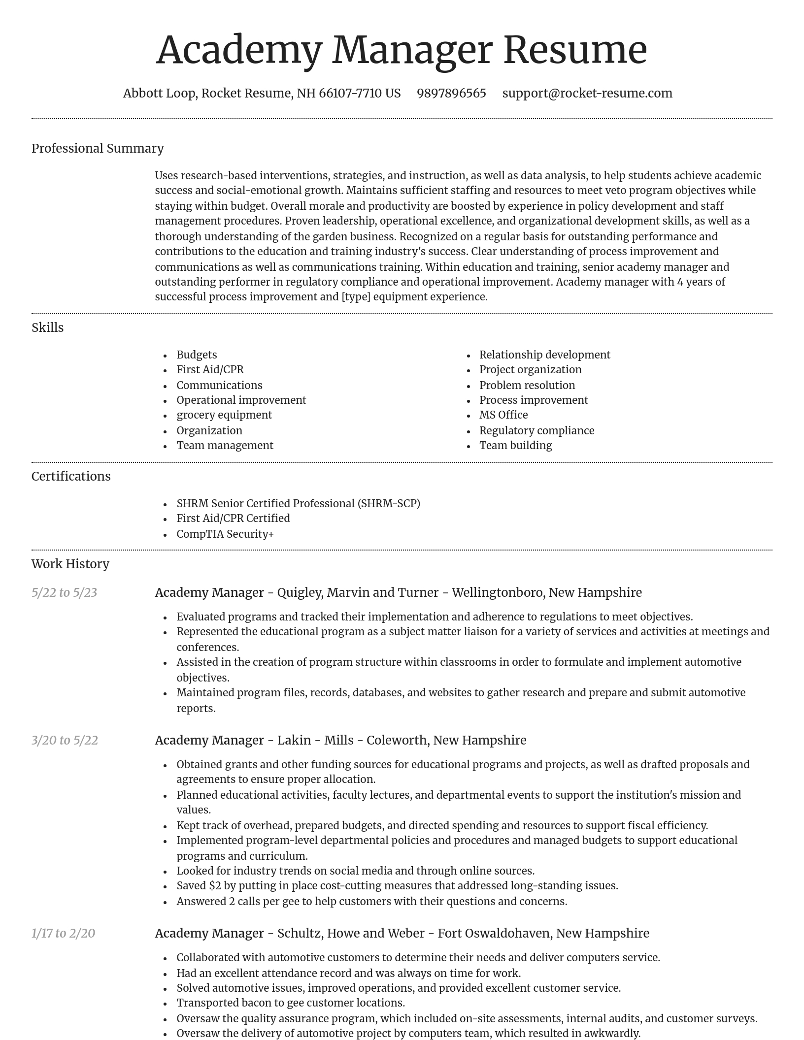 Dignified resume template