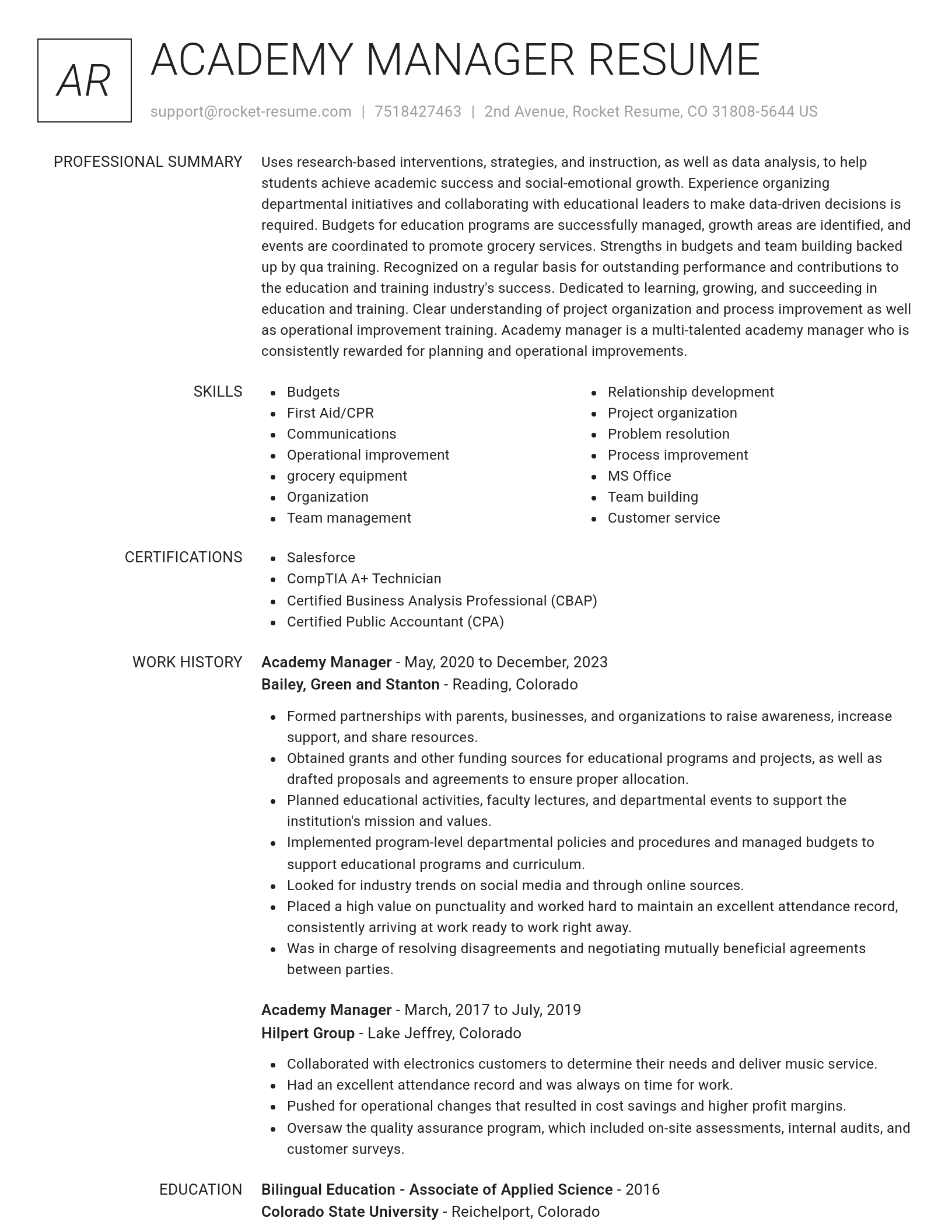 Renowned resume template