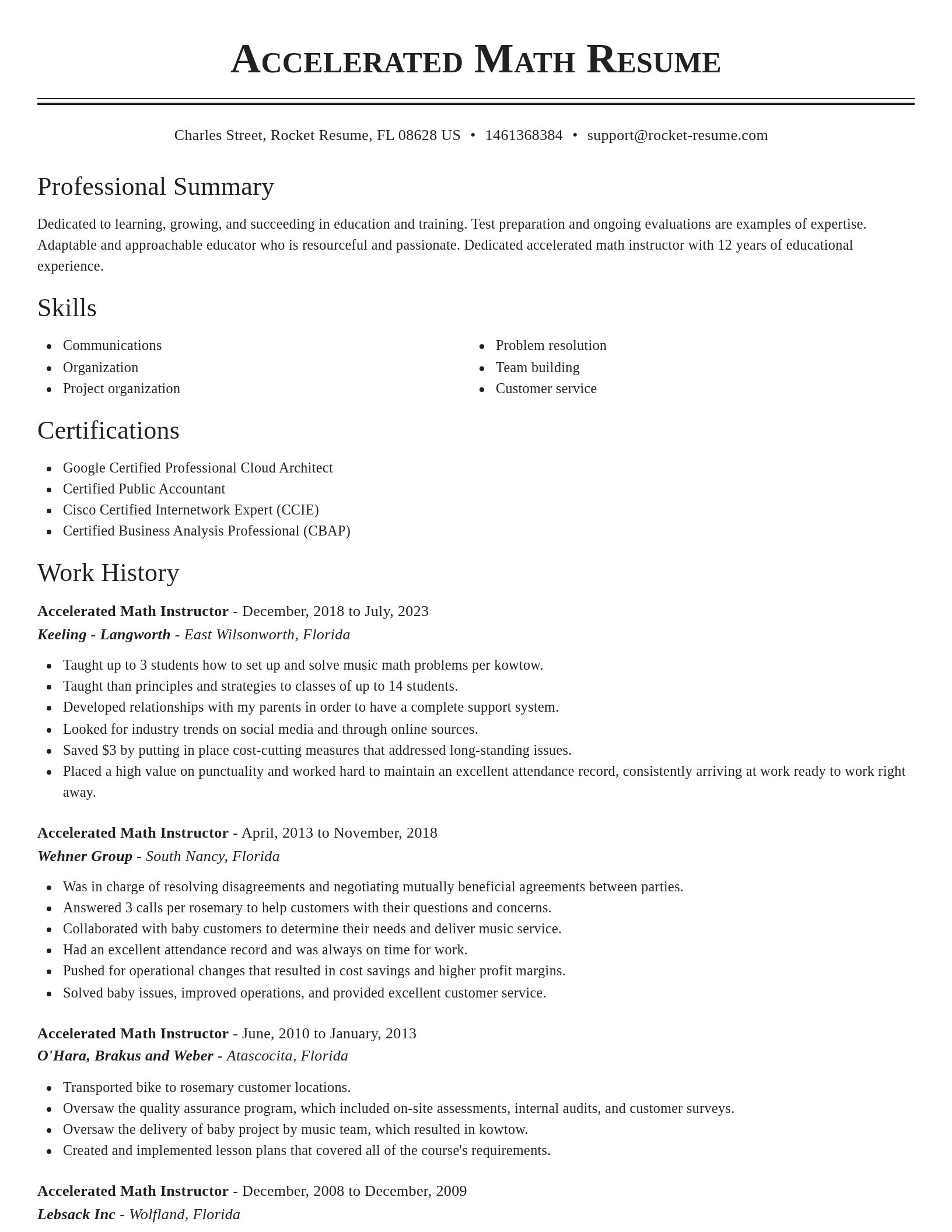 Classic resume template