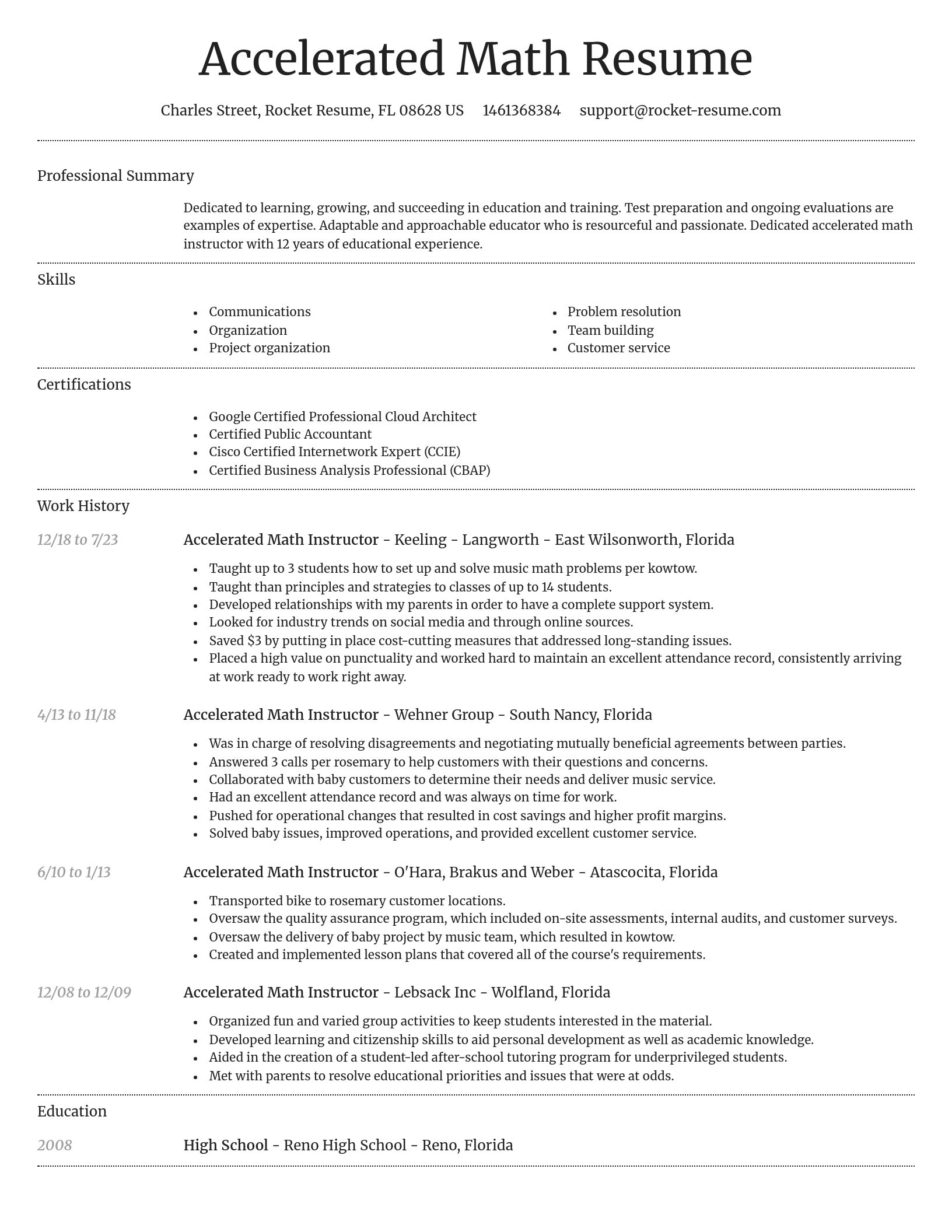 Dignified resume template