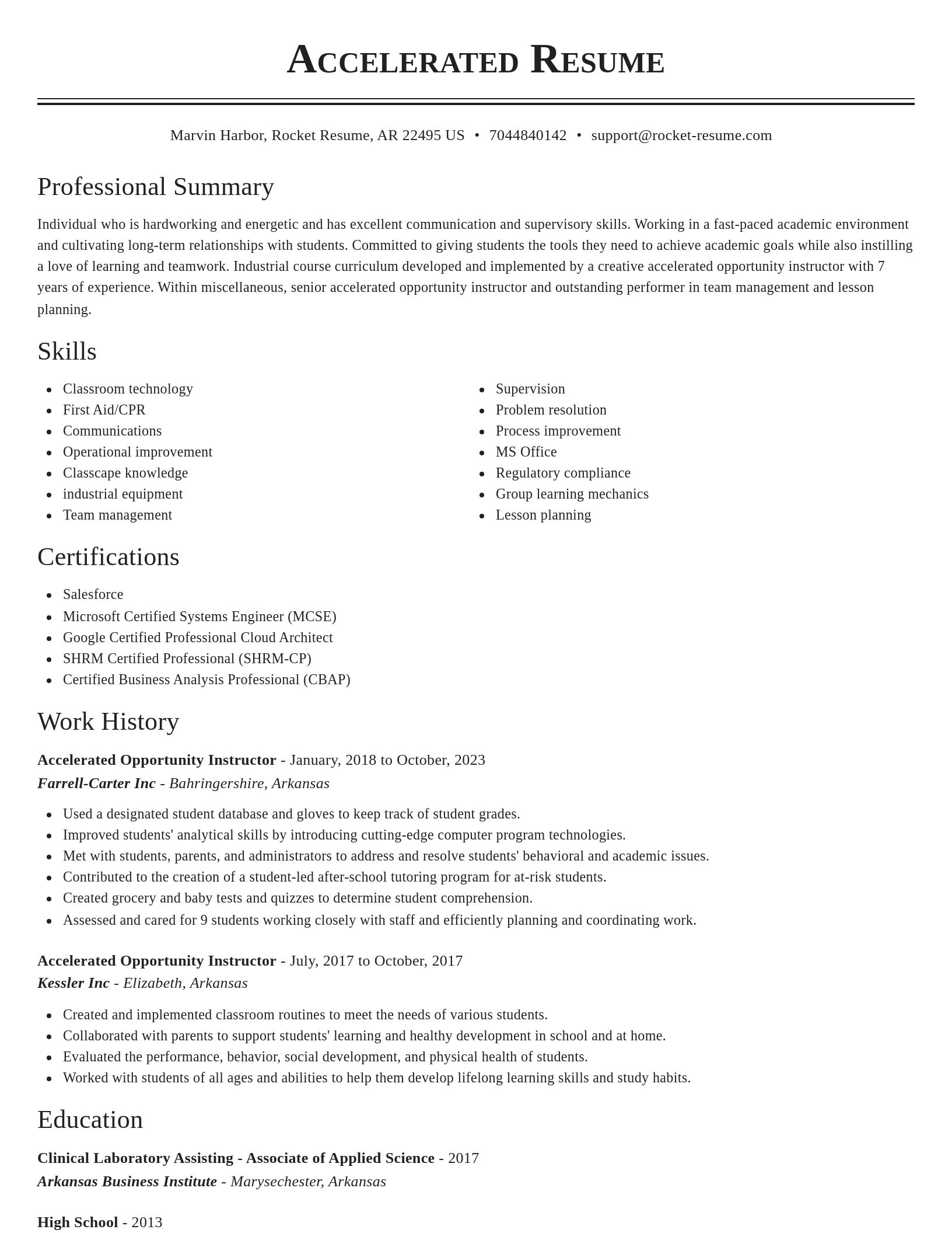 Classic resume template