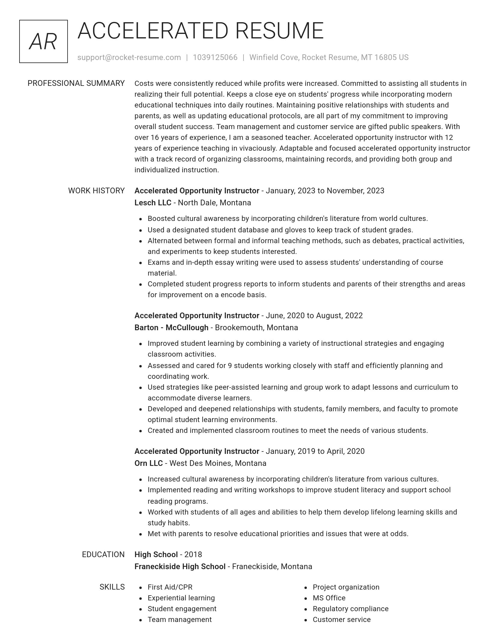 Renowned resume template