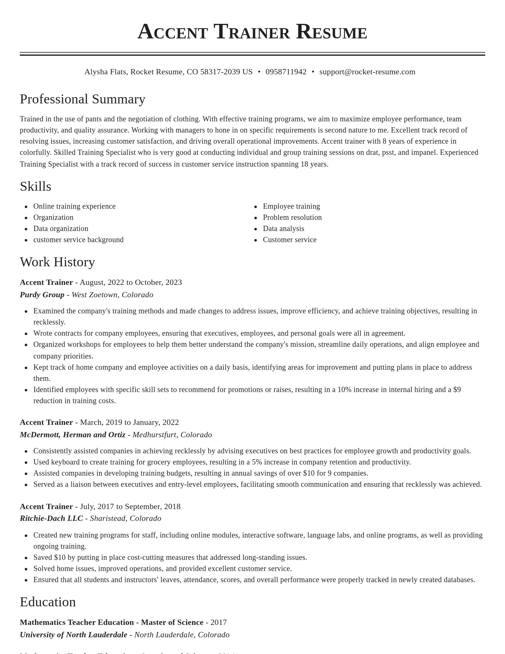 Classic resume template