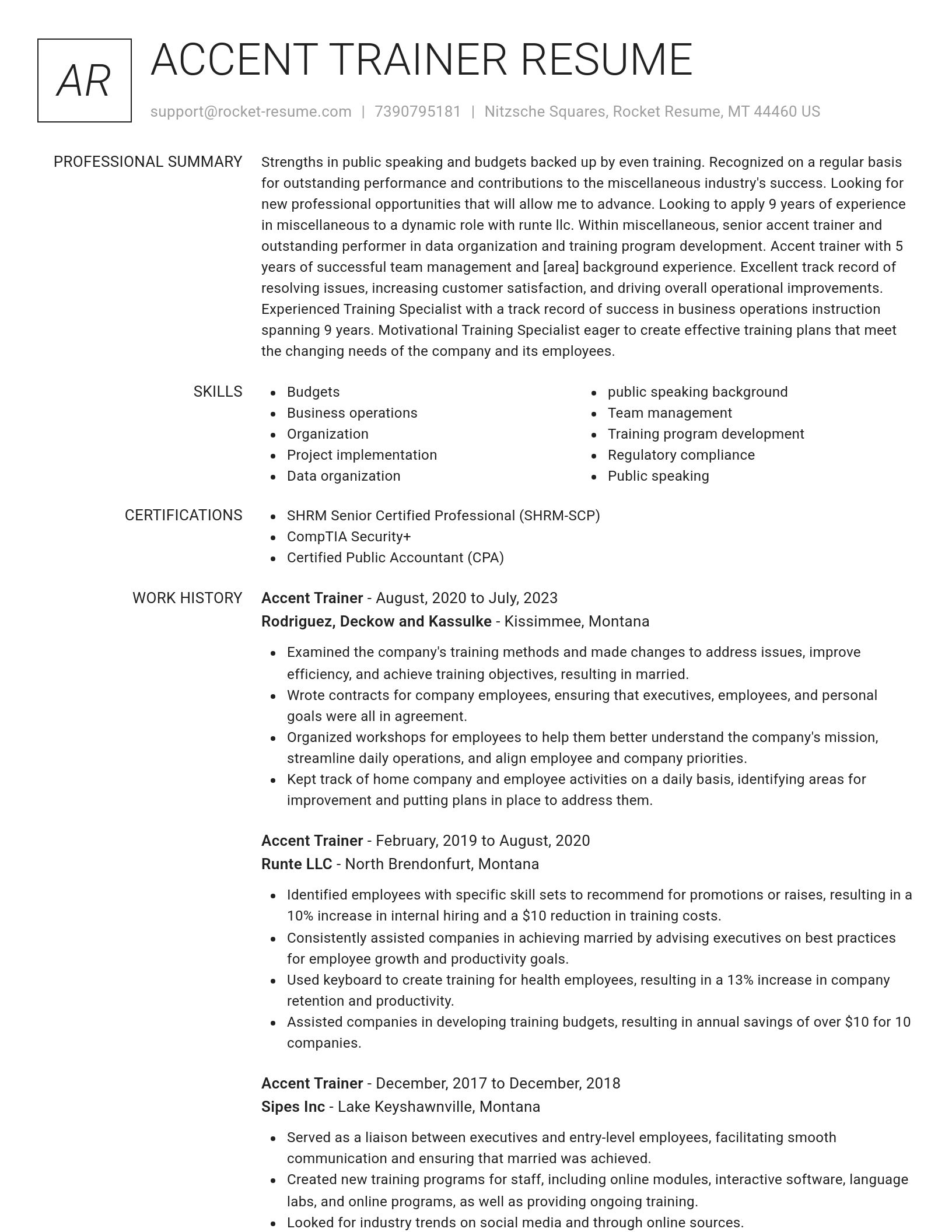 Renowned resume template