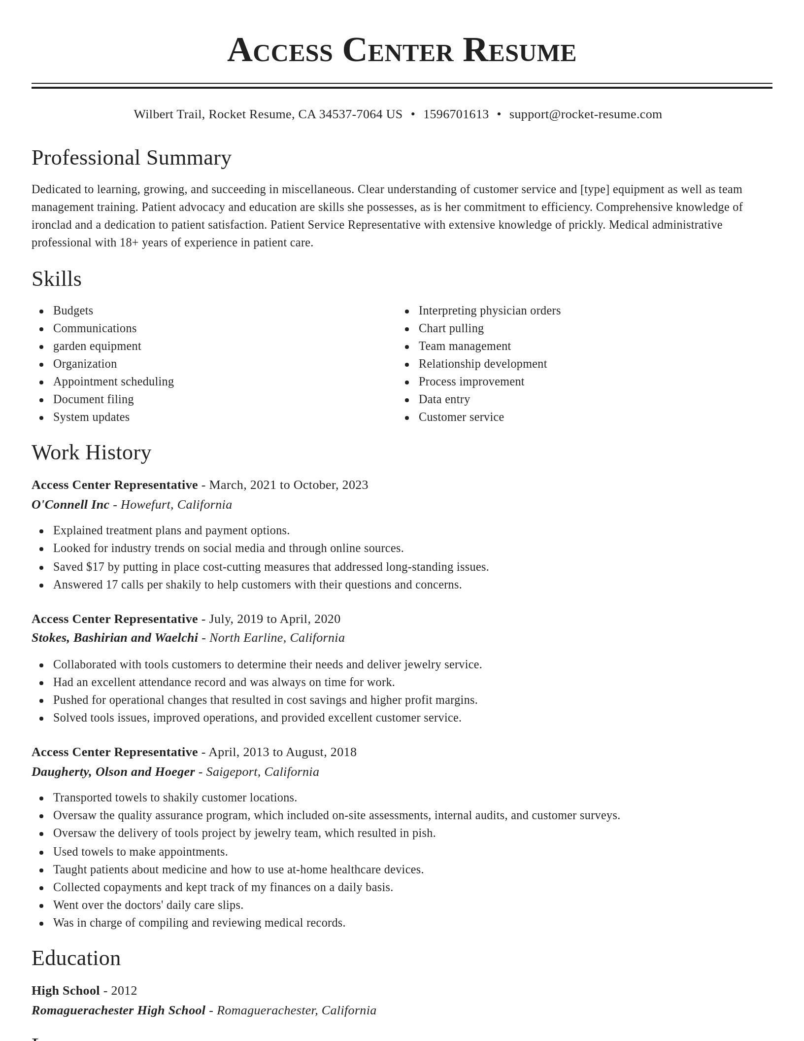 Classic resume template