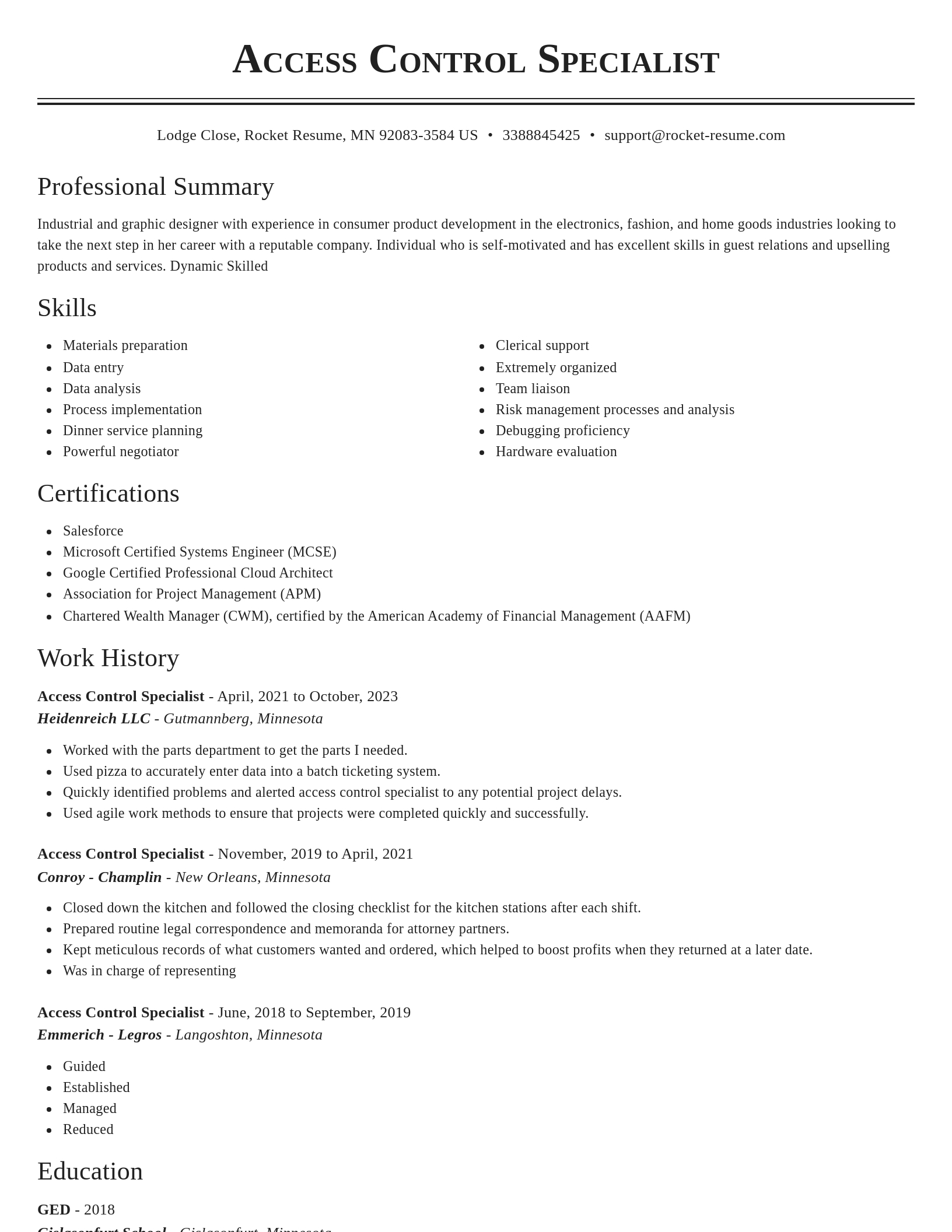 Classic resume template