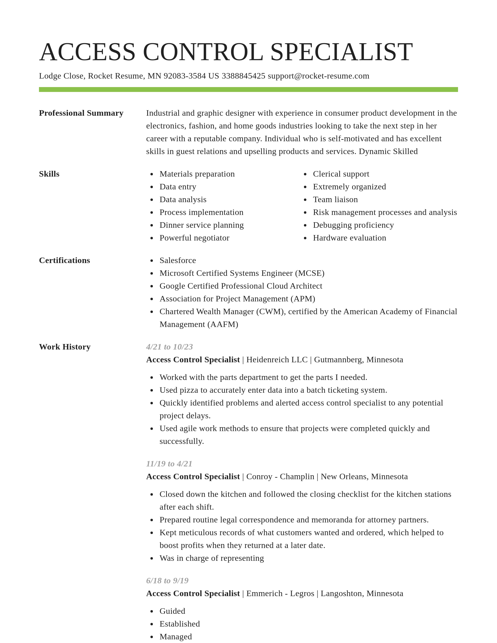 Smart resume template