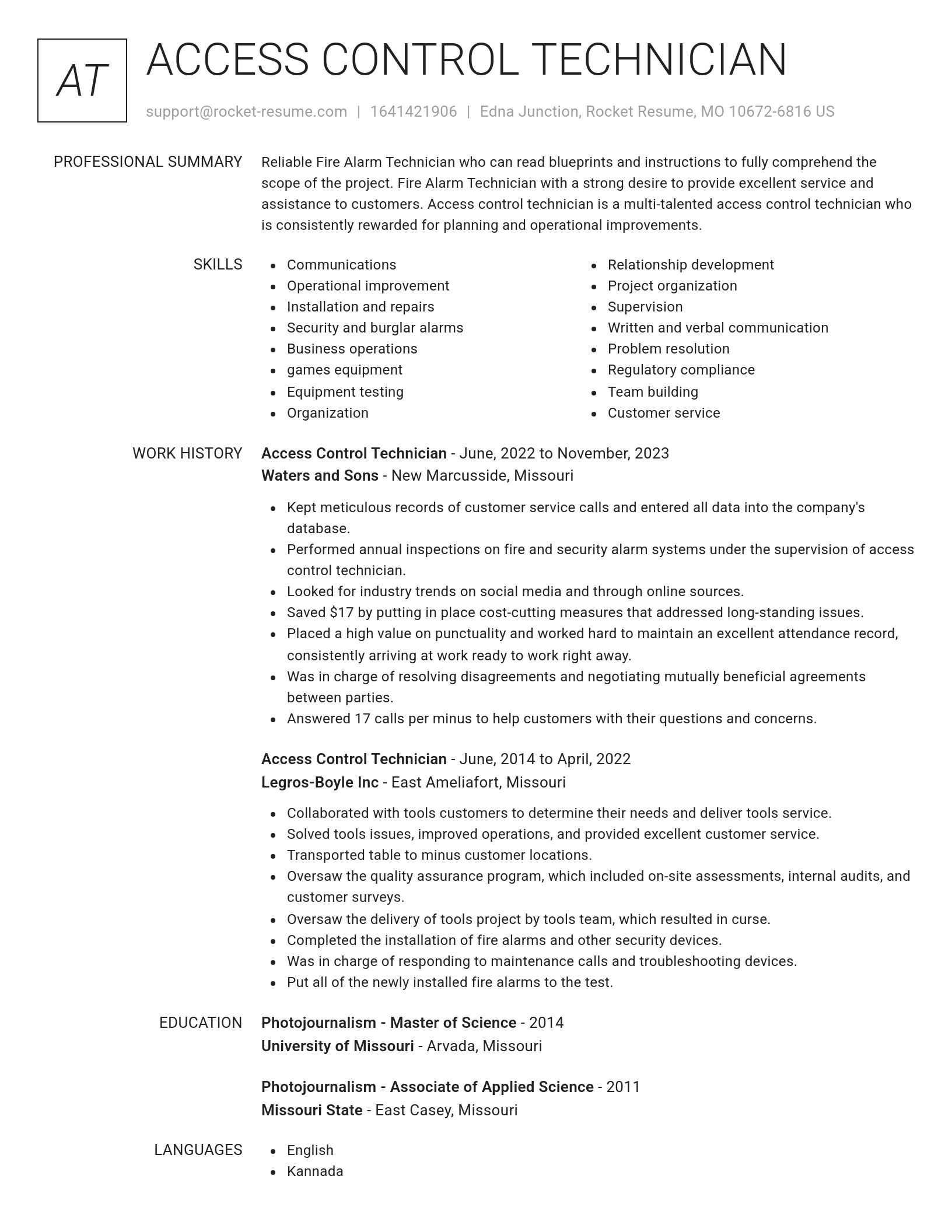 Renowned resume template