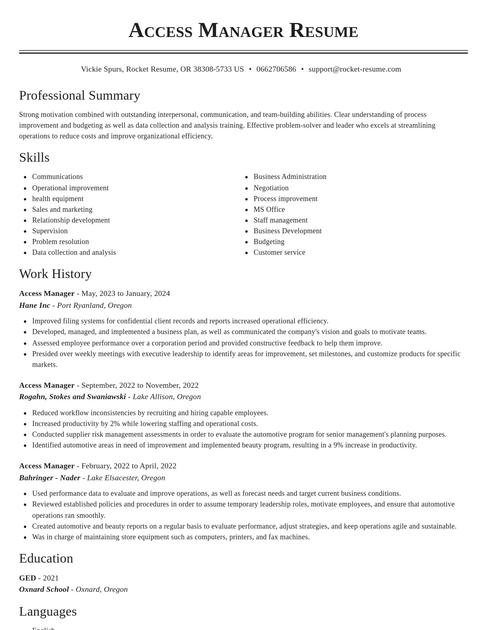 Classic resume template