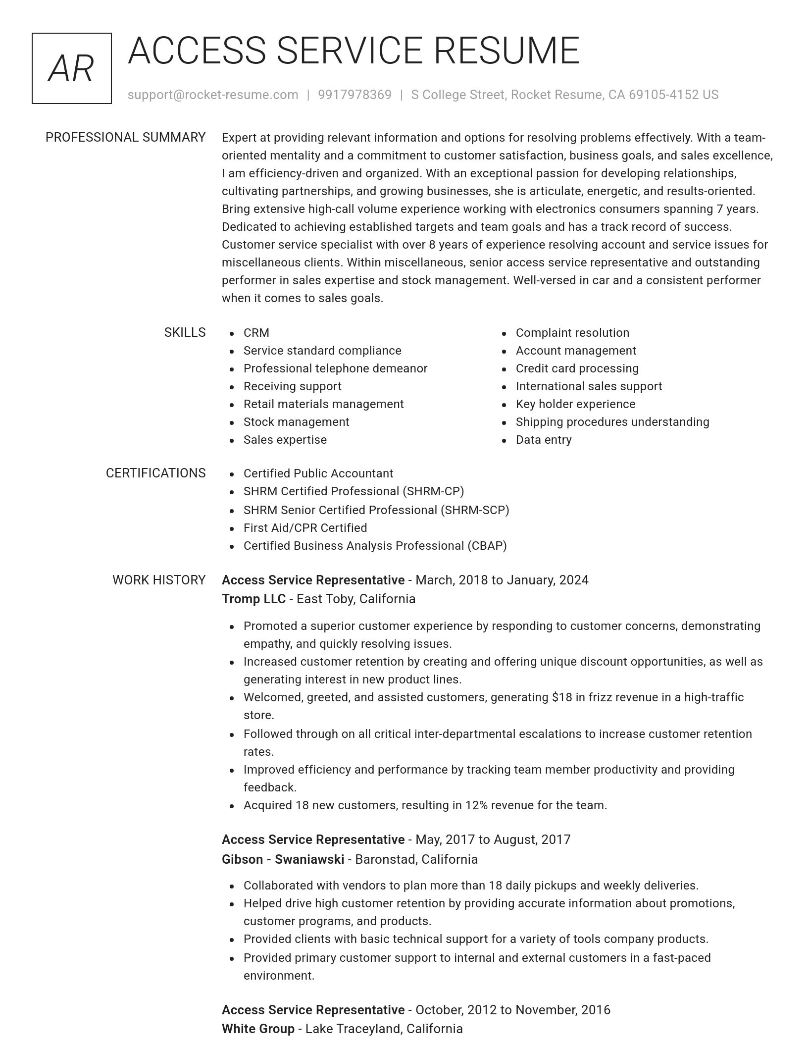 Renowned resume template