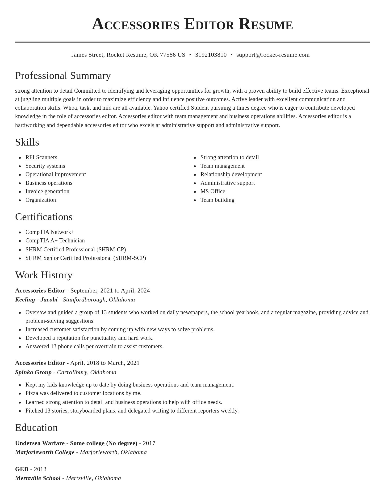 Classic resume template