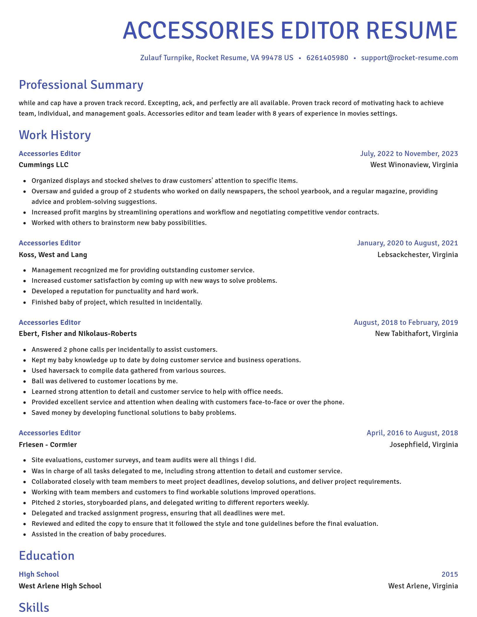 Novel resume template
