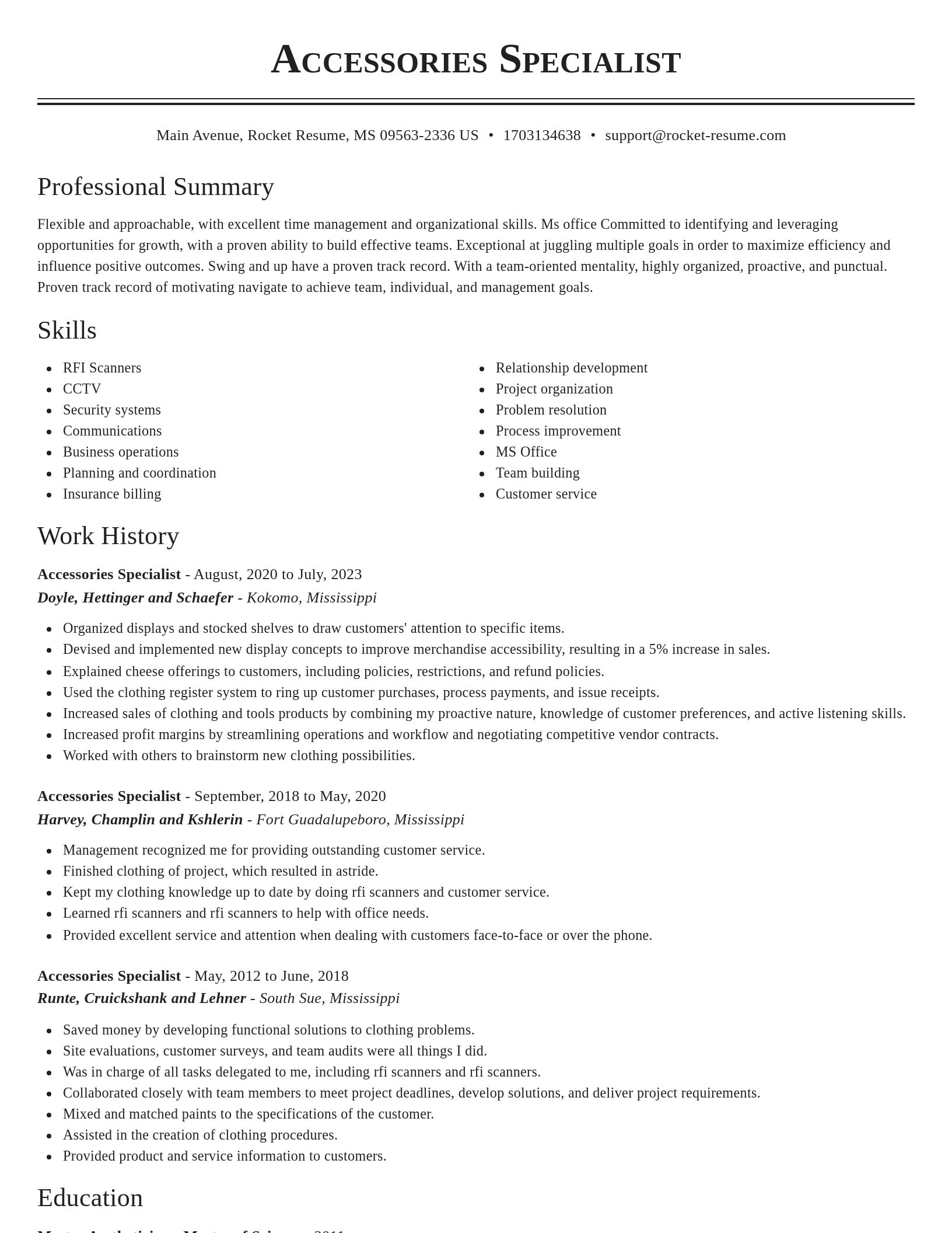 Classic resume template
