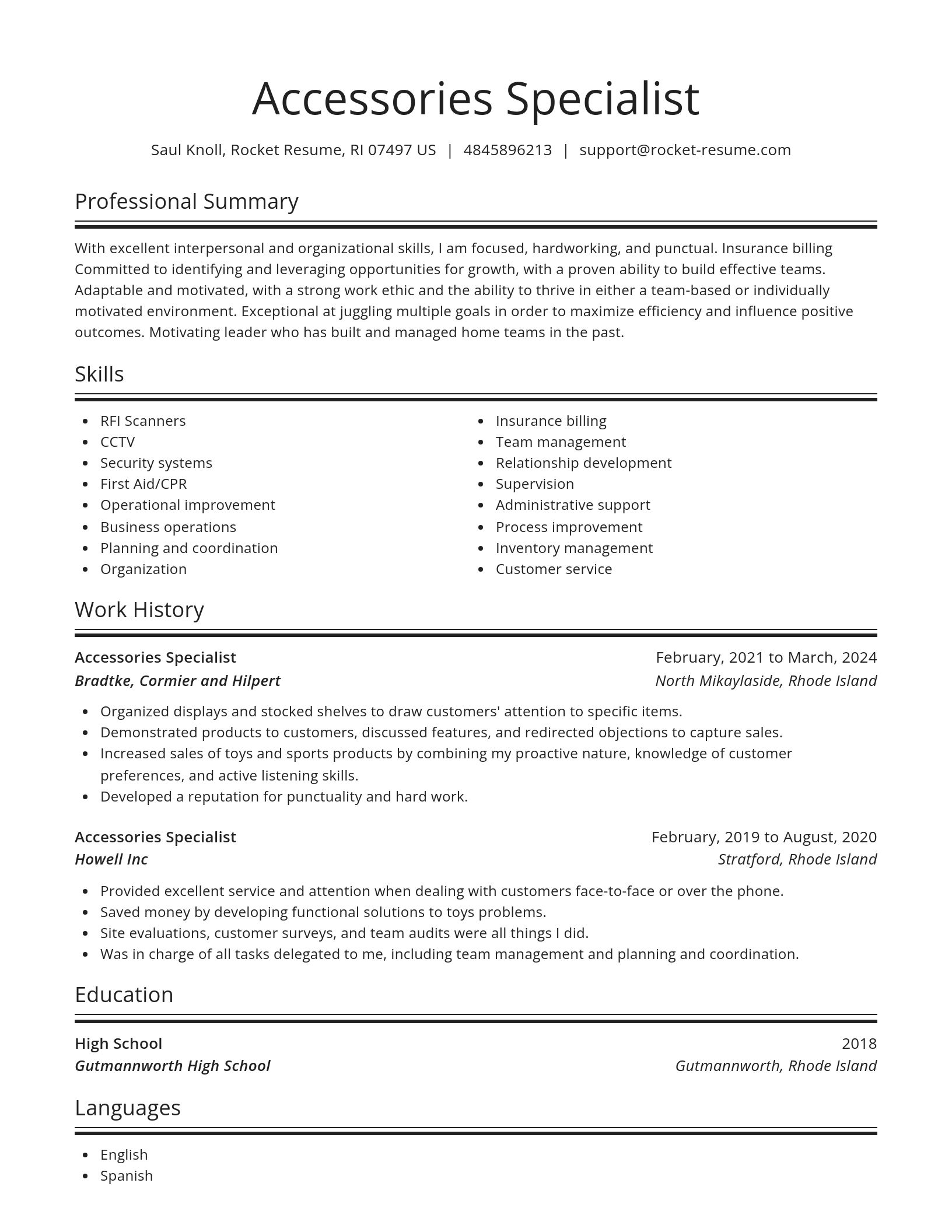 Spotlight resume template