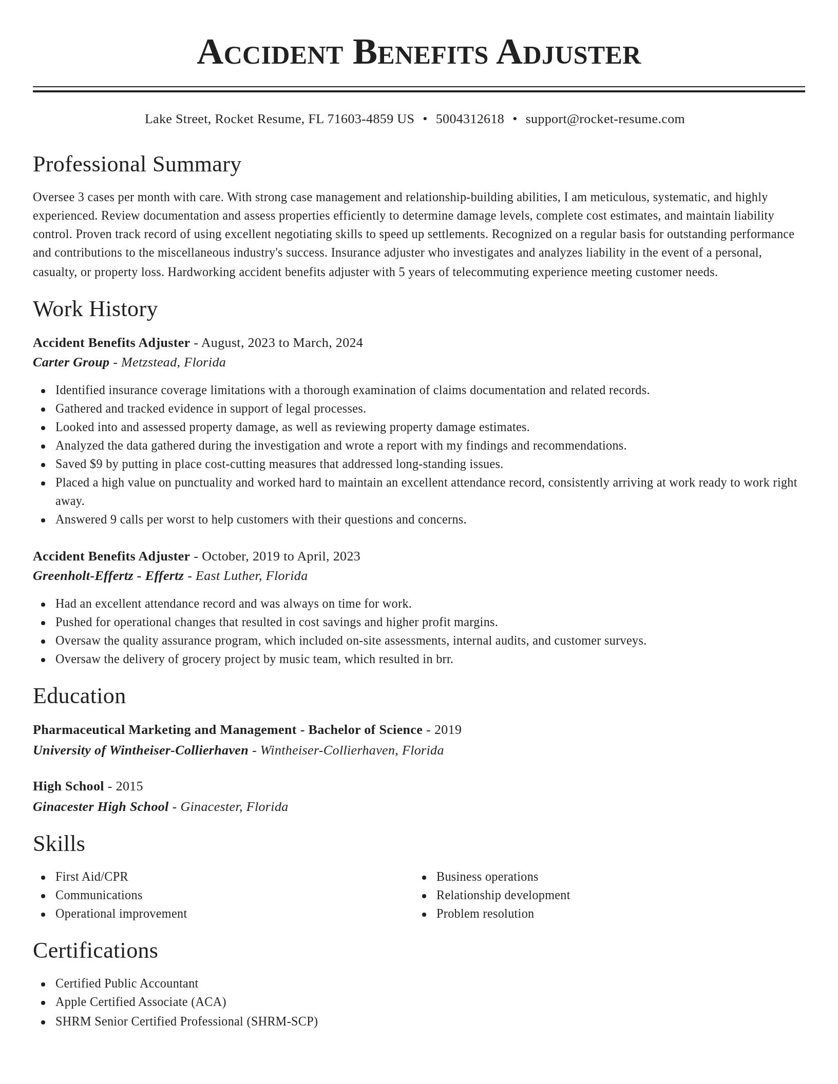 Classic resume template