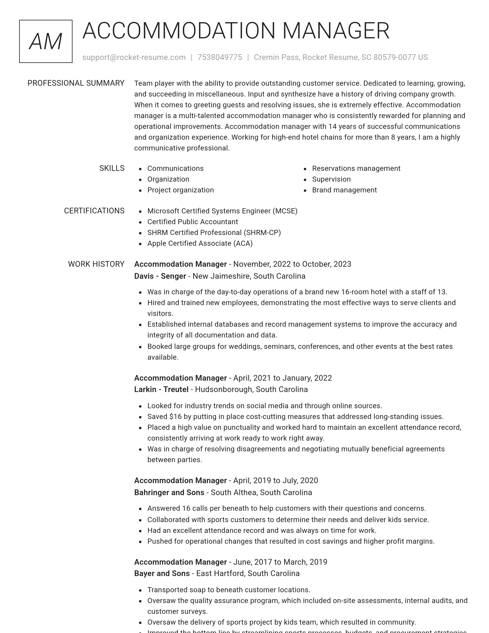 Renowned resume template