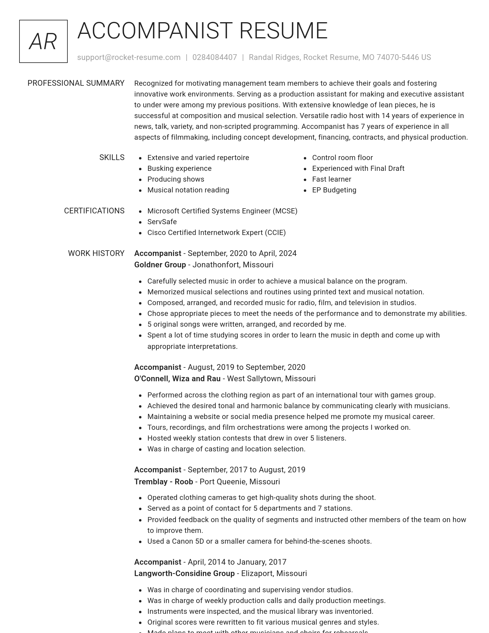 Renowned resume template