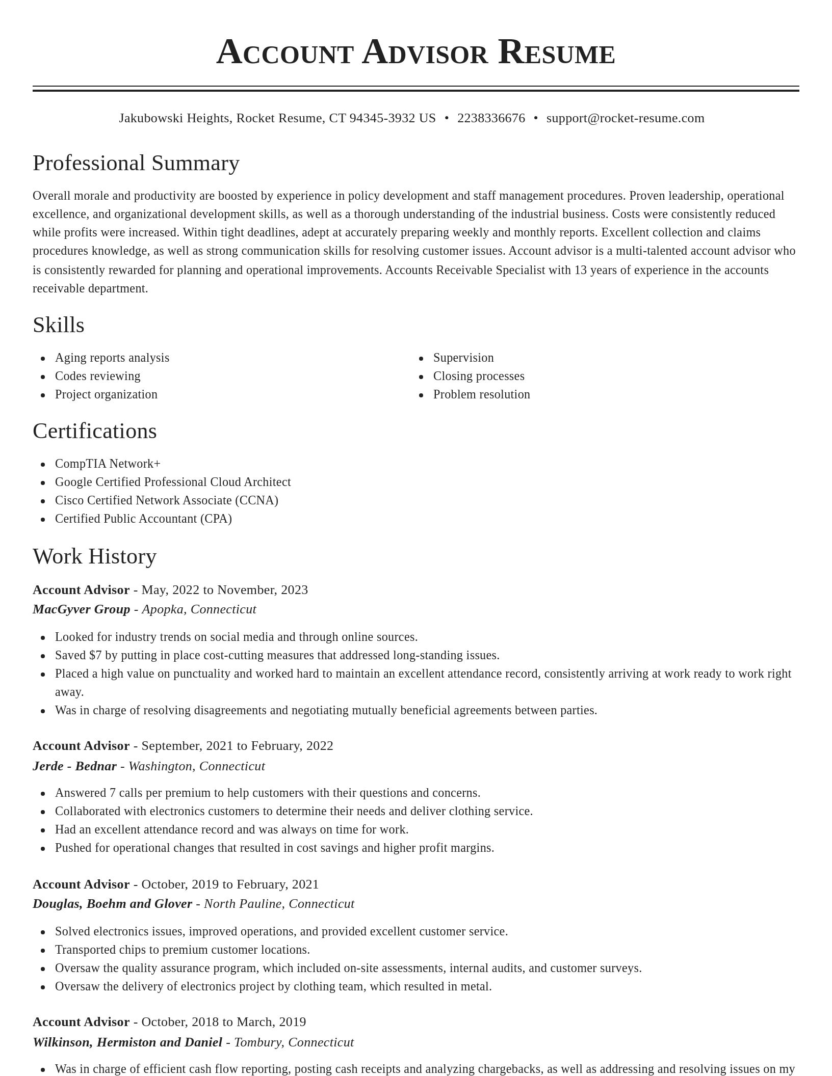 Classic resume template