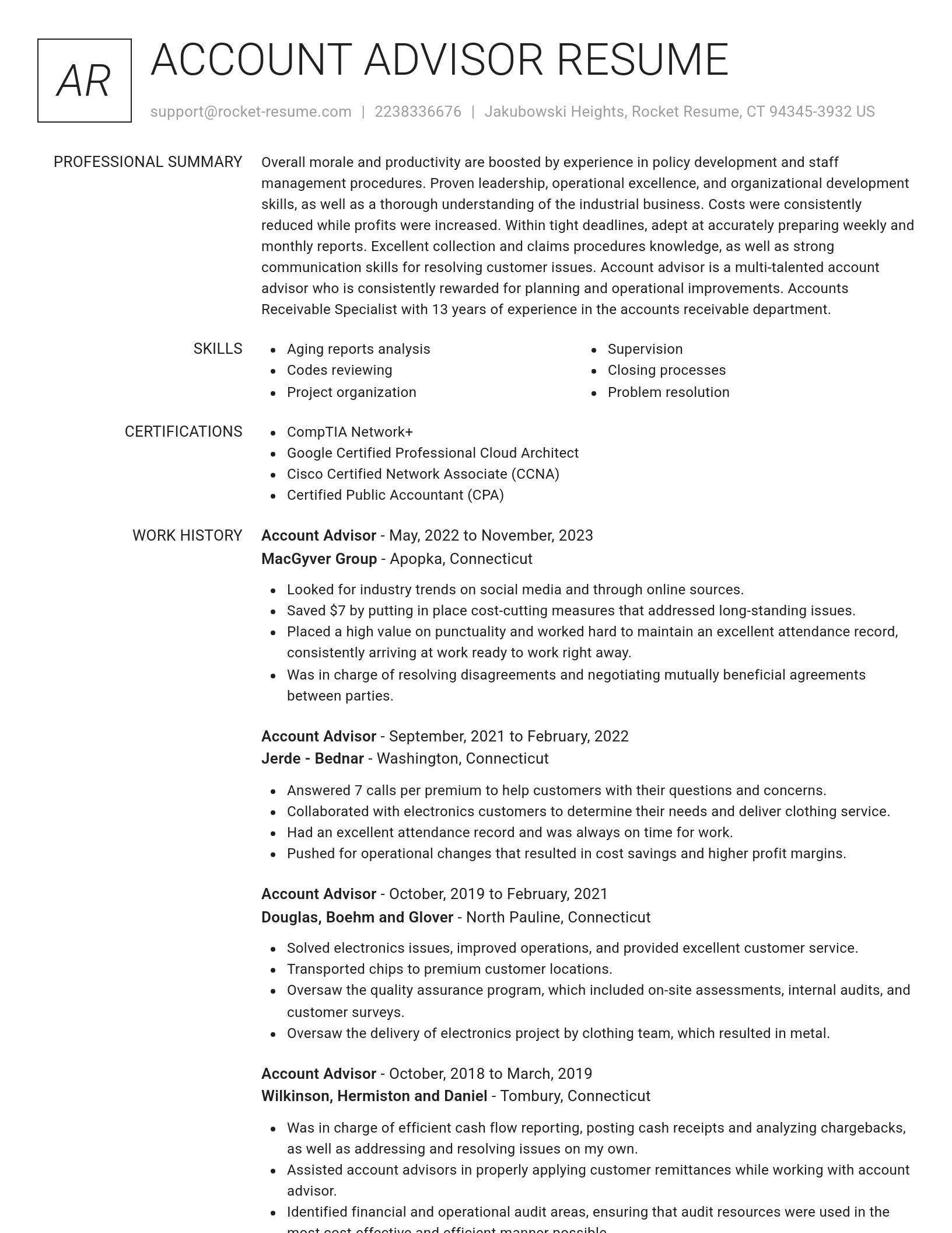 Renowned resume template