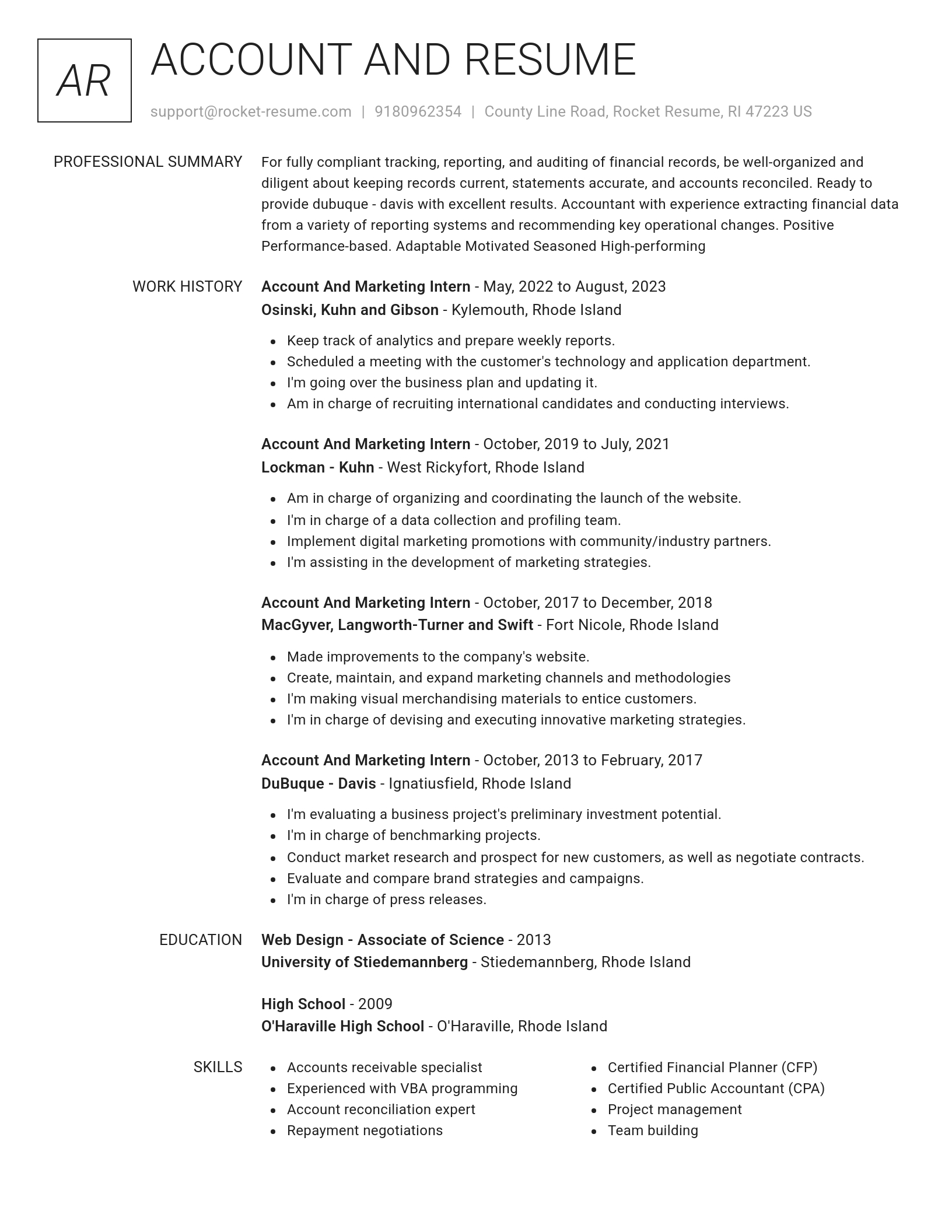 Renowned resume template