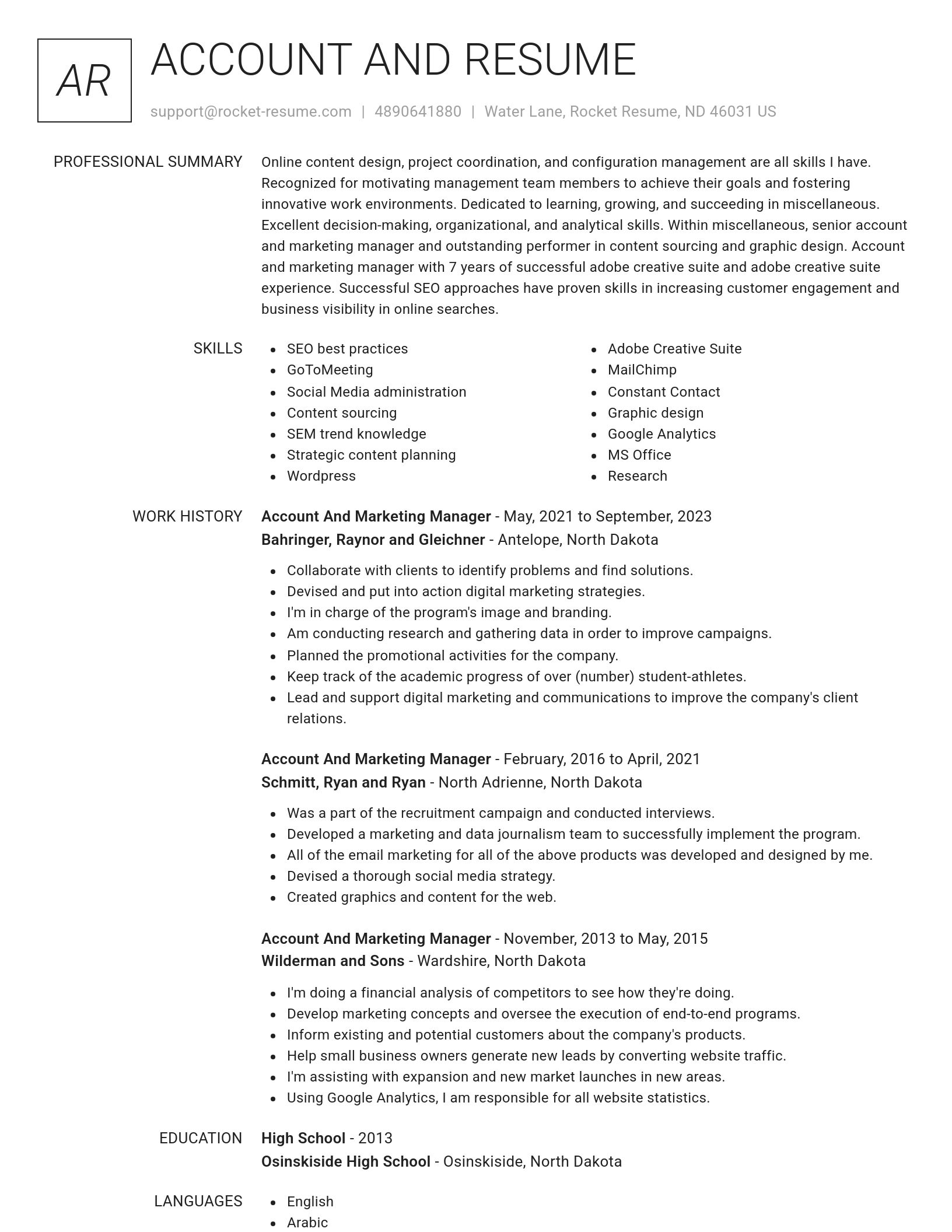 Renowned resume template