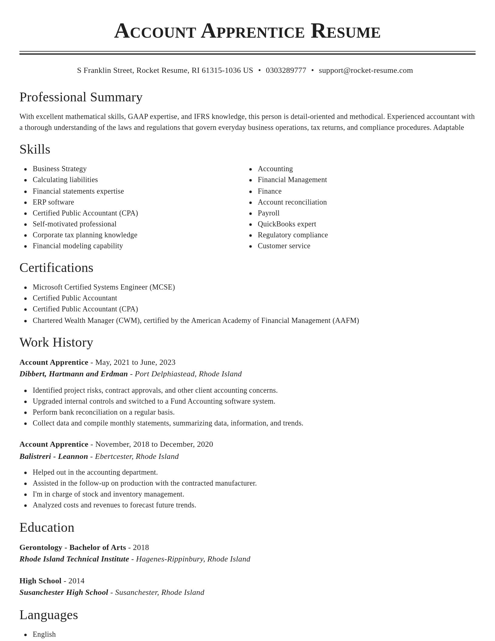 Classic resume template