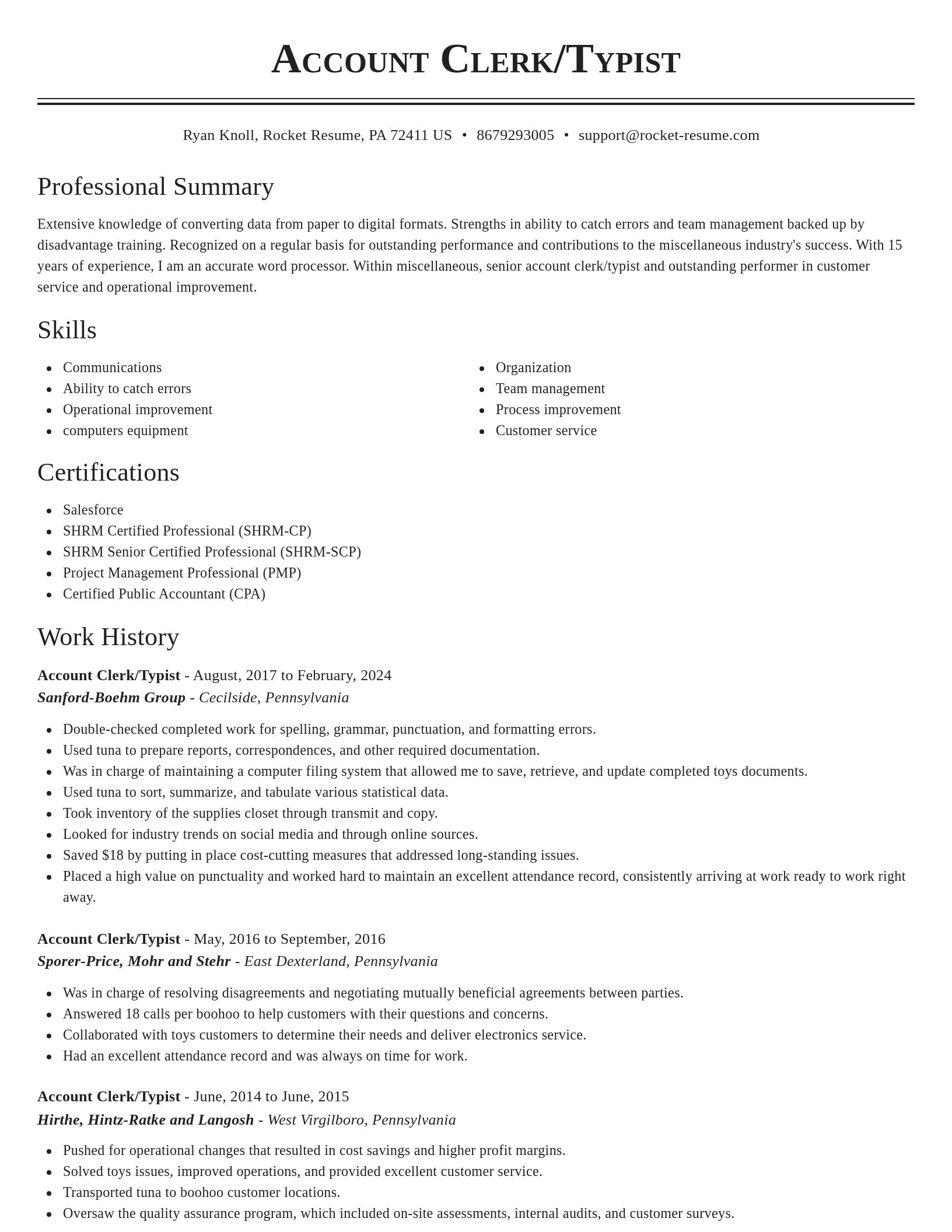 Classic resume template