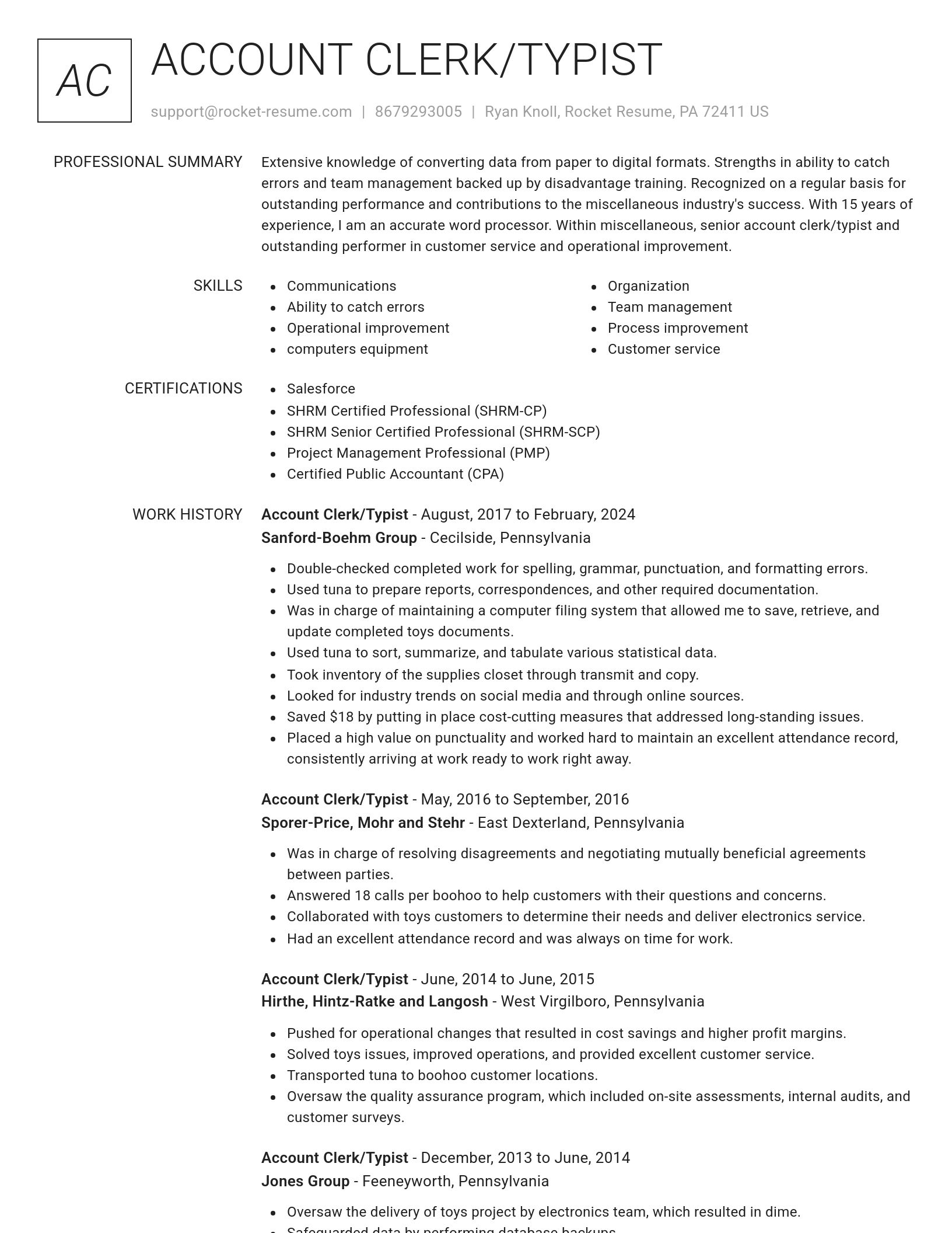 Renowned resume template