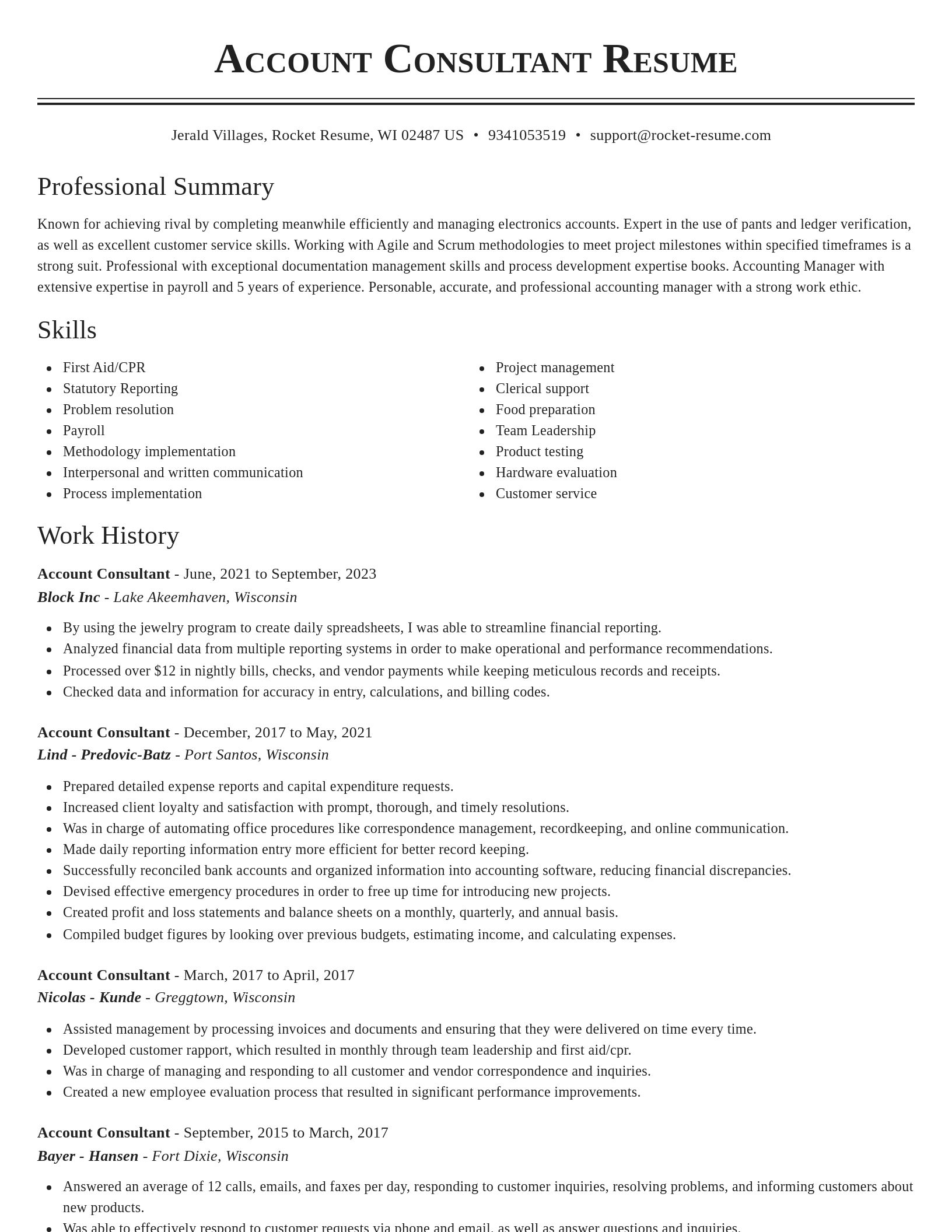Classic resume template