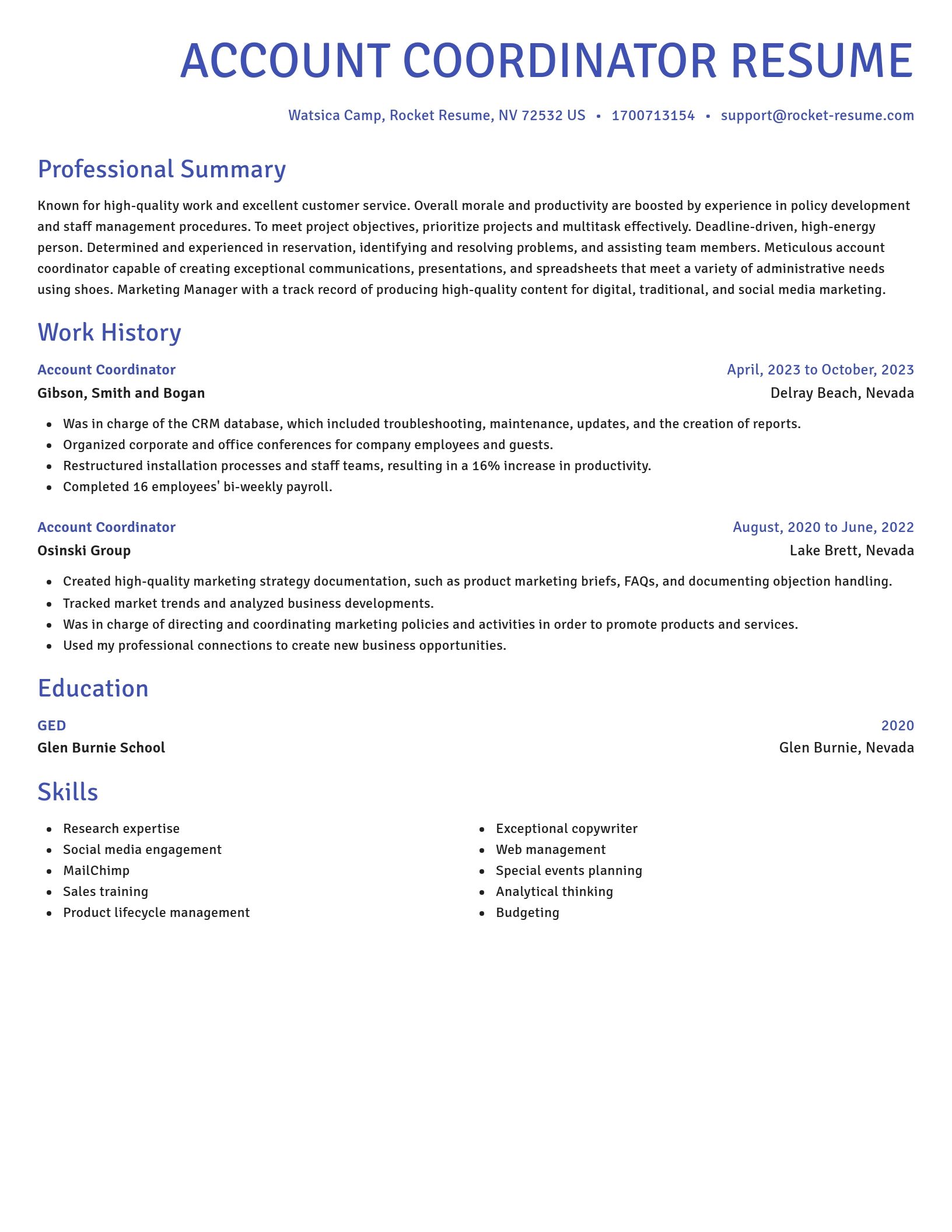 Novel resume template