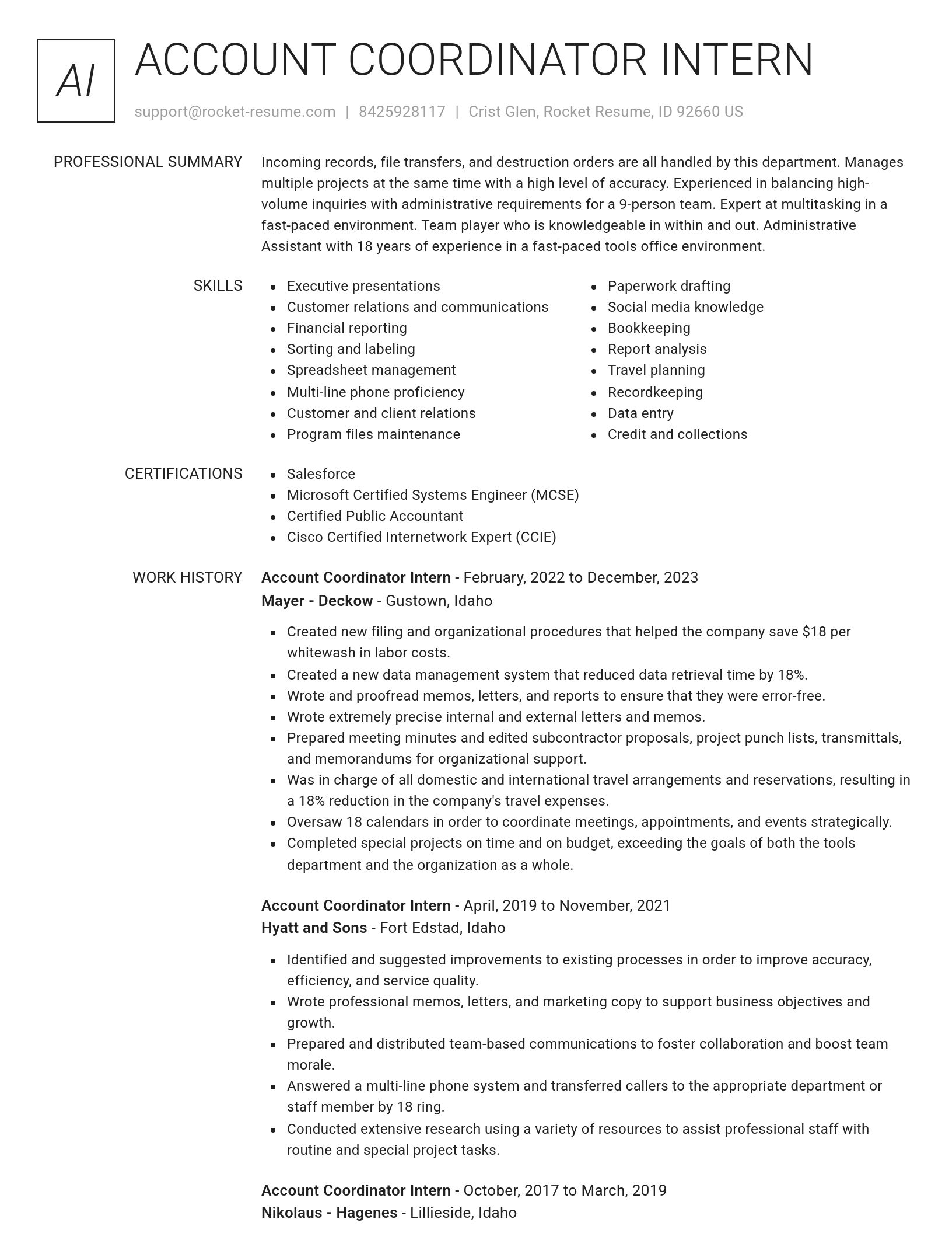 Renowned resume template