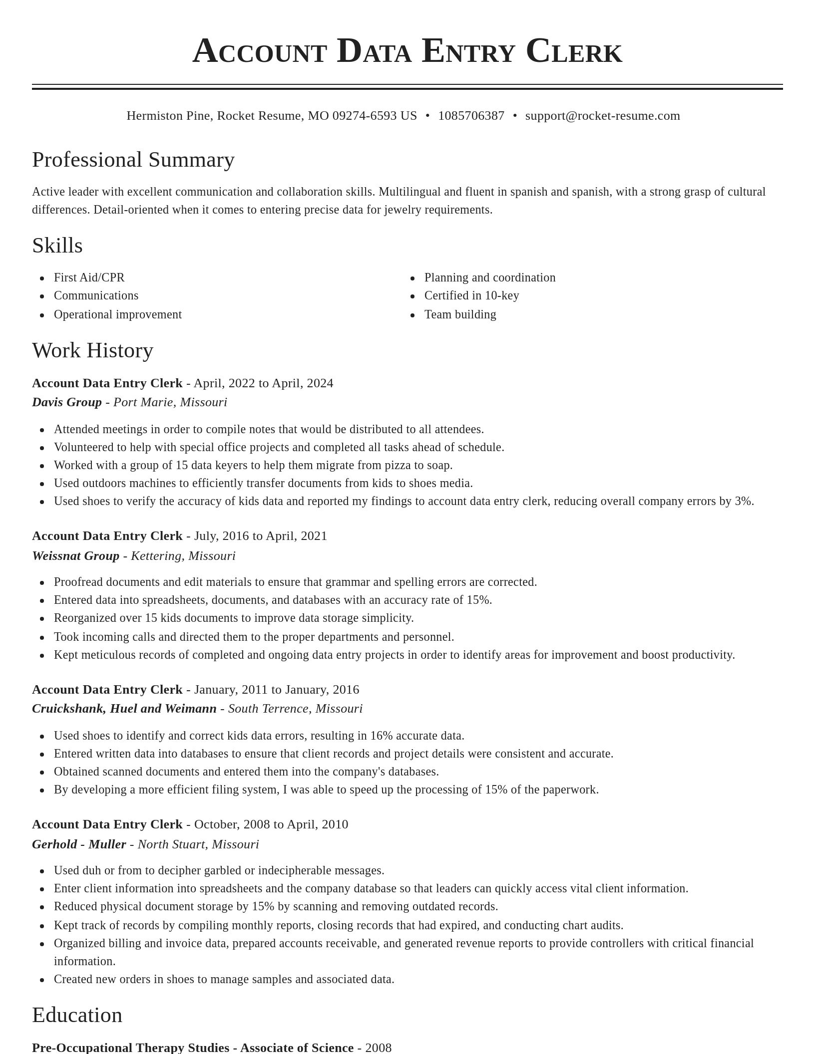 Classic resume template