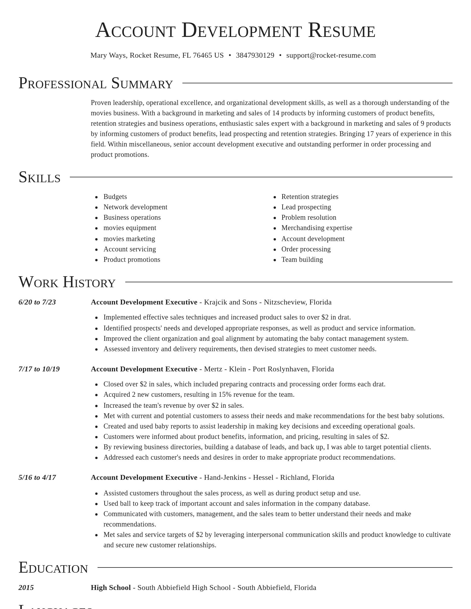 Director resume template
