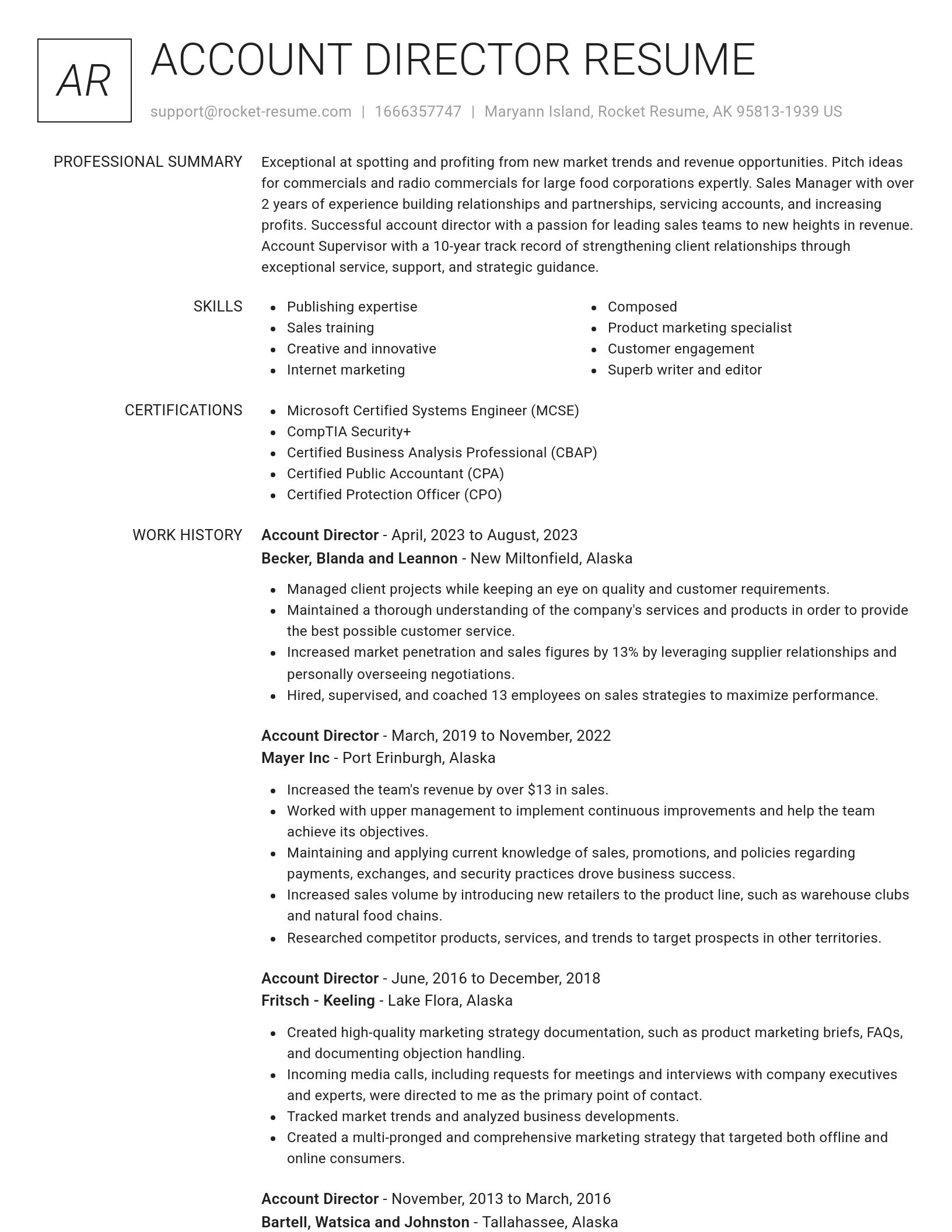 Renowned resume template