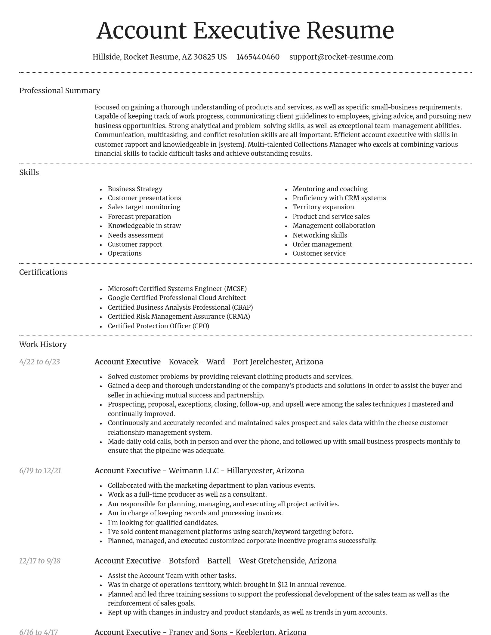 Dignified resume template