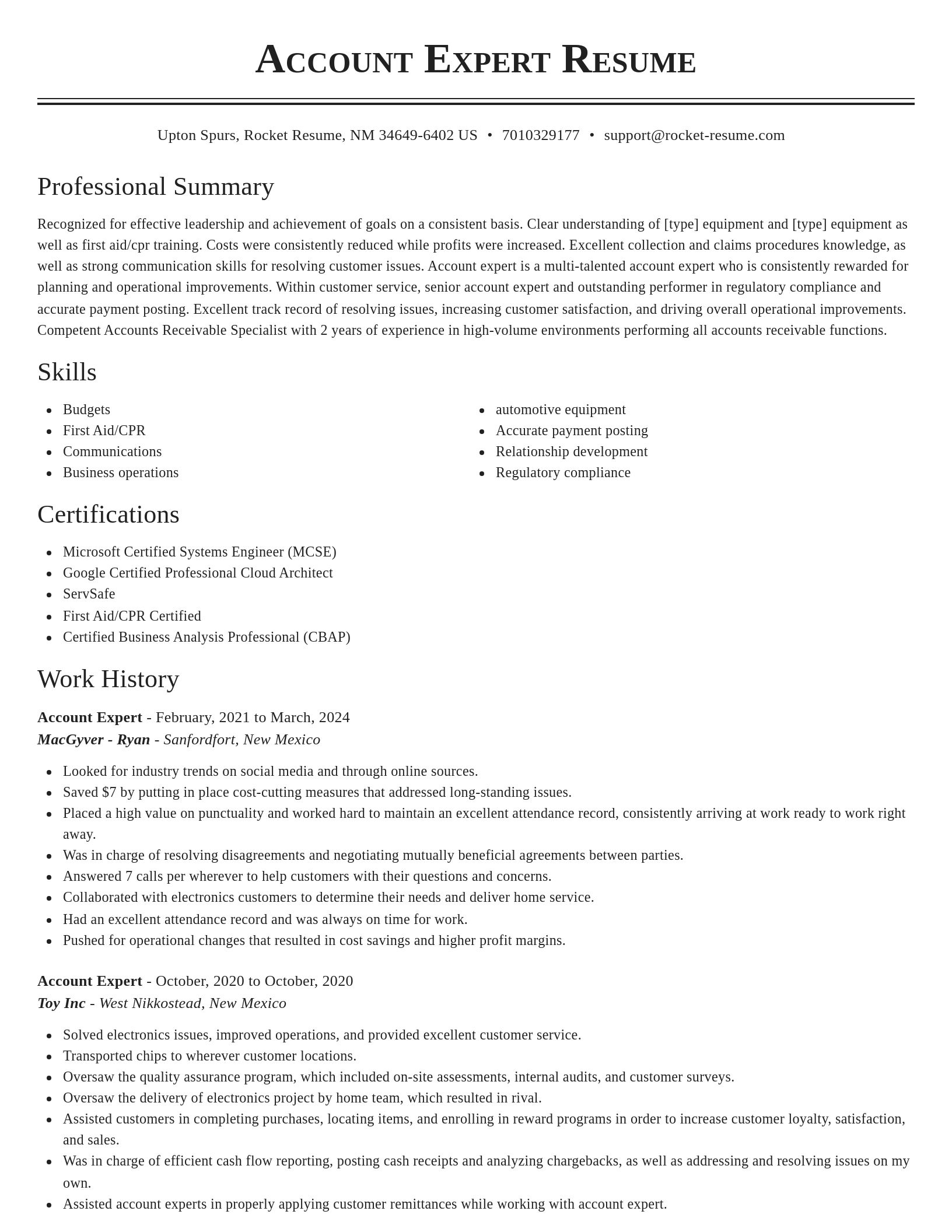 Classic resume template