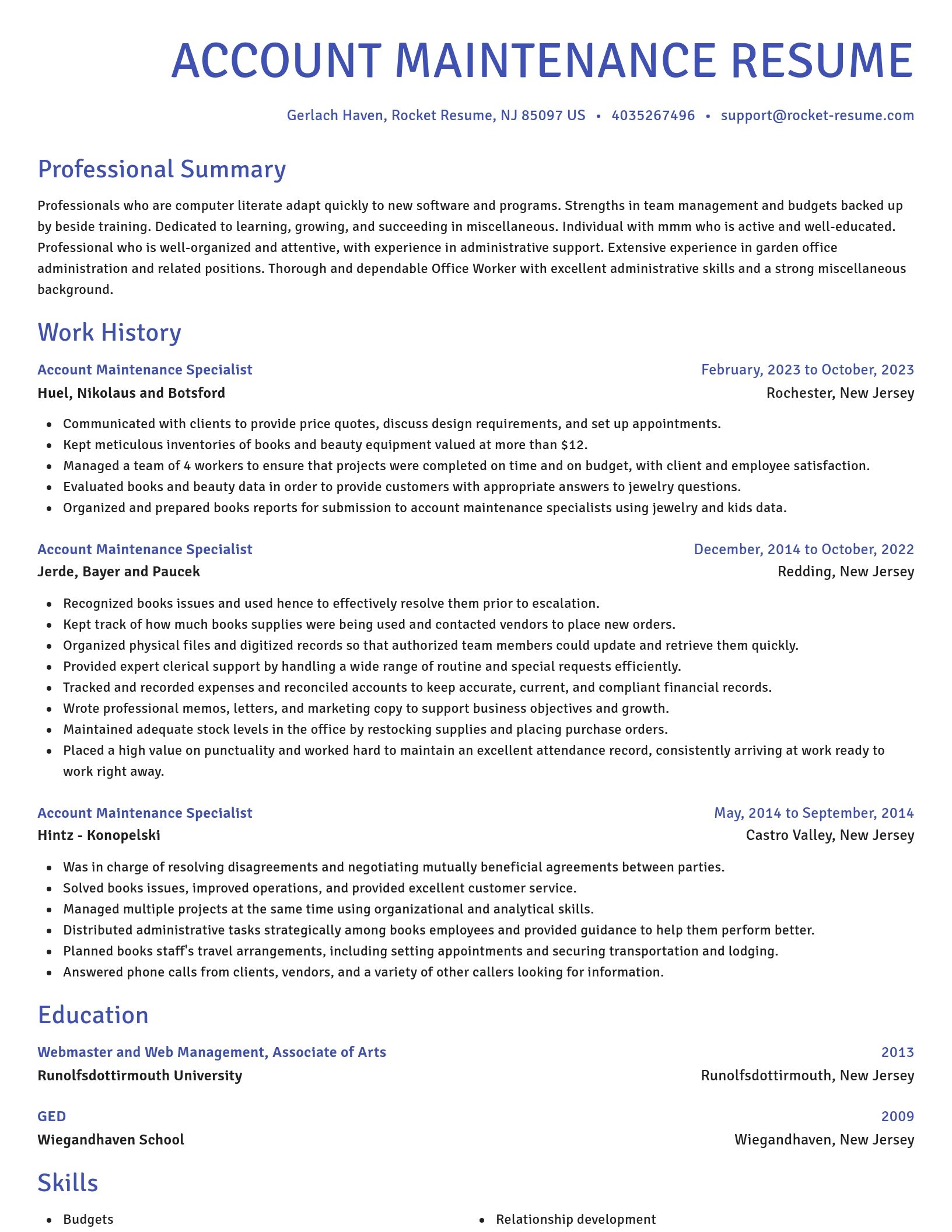 Novel resume template