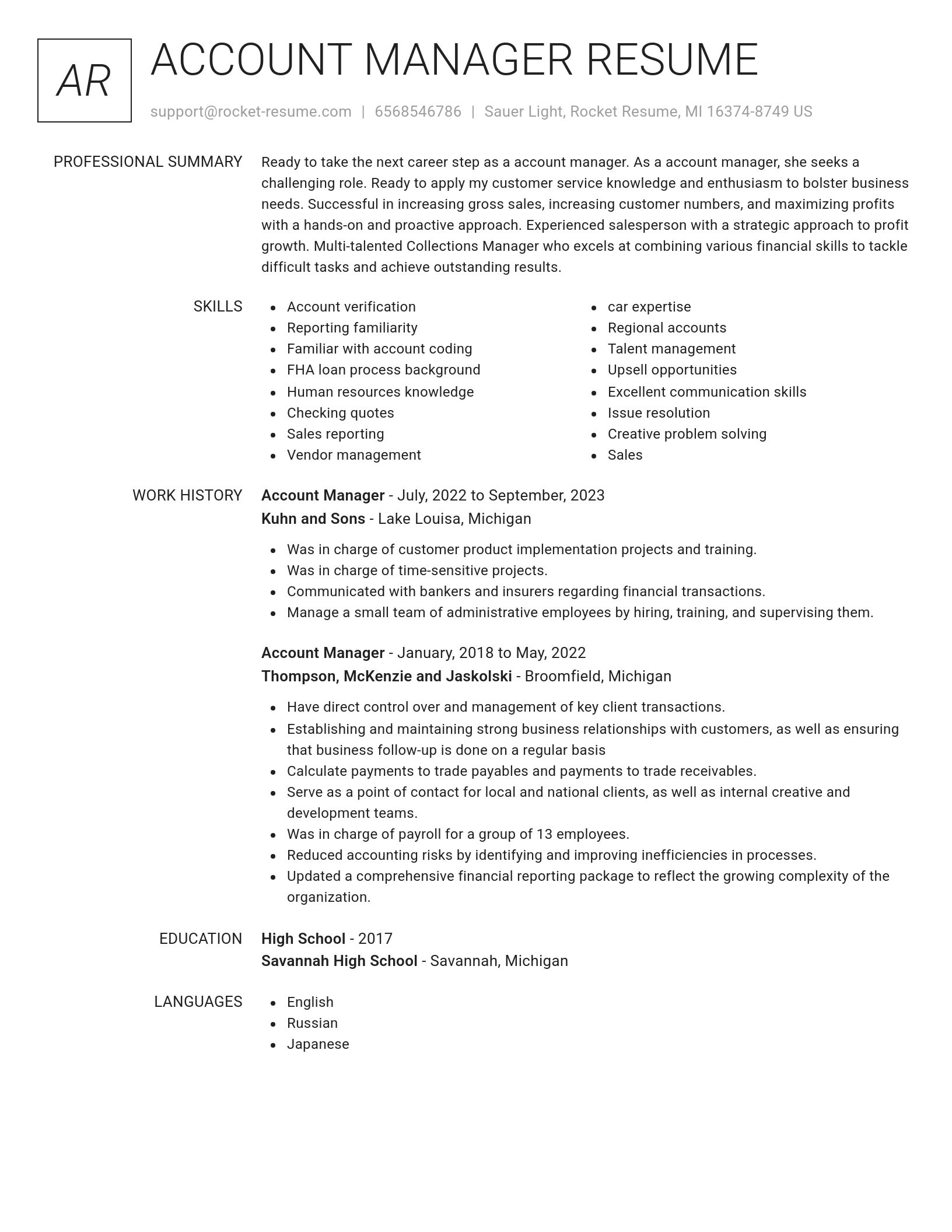 Renowned resume template