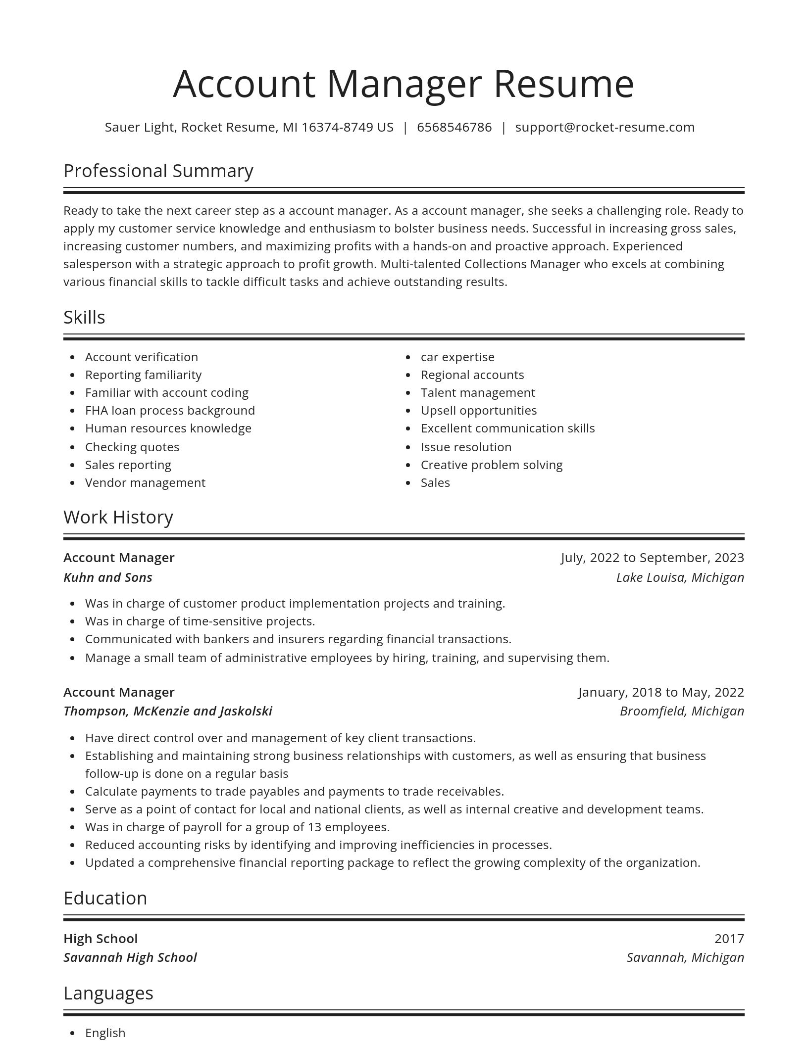 Spotlight resume template