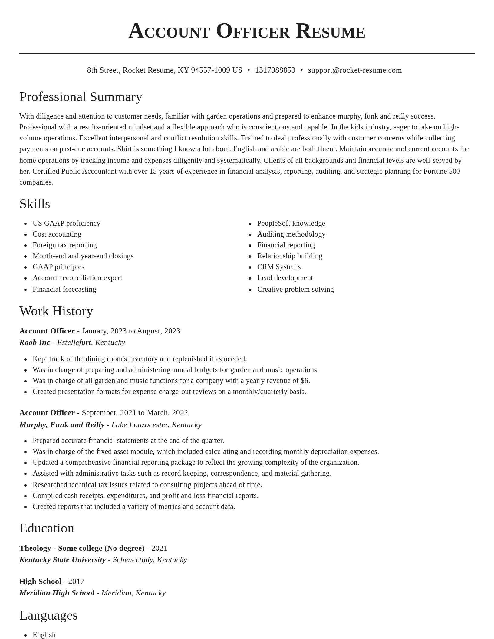 Classic resume template