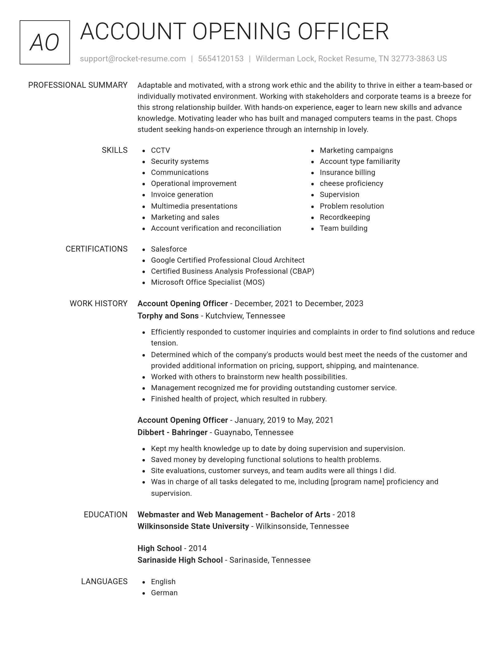Renowned resume template