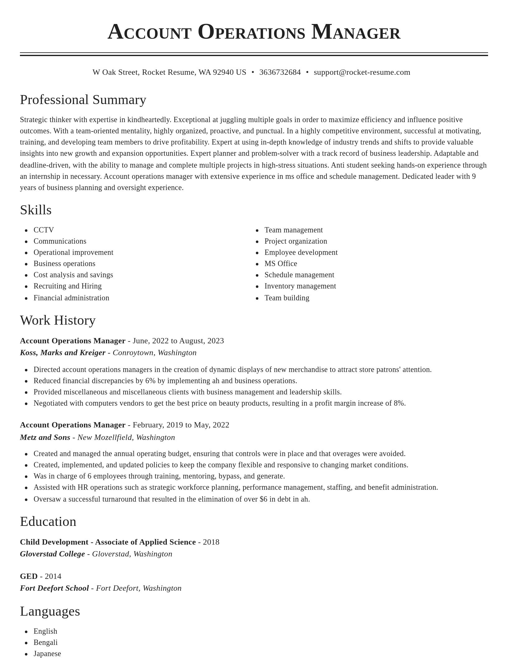 Classic resume template