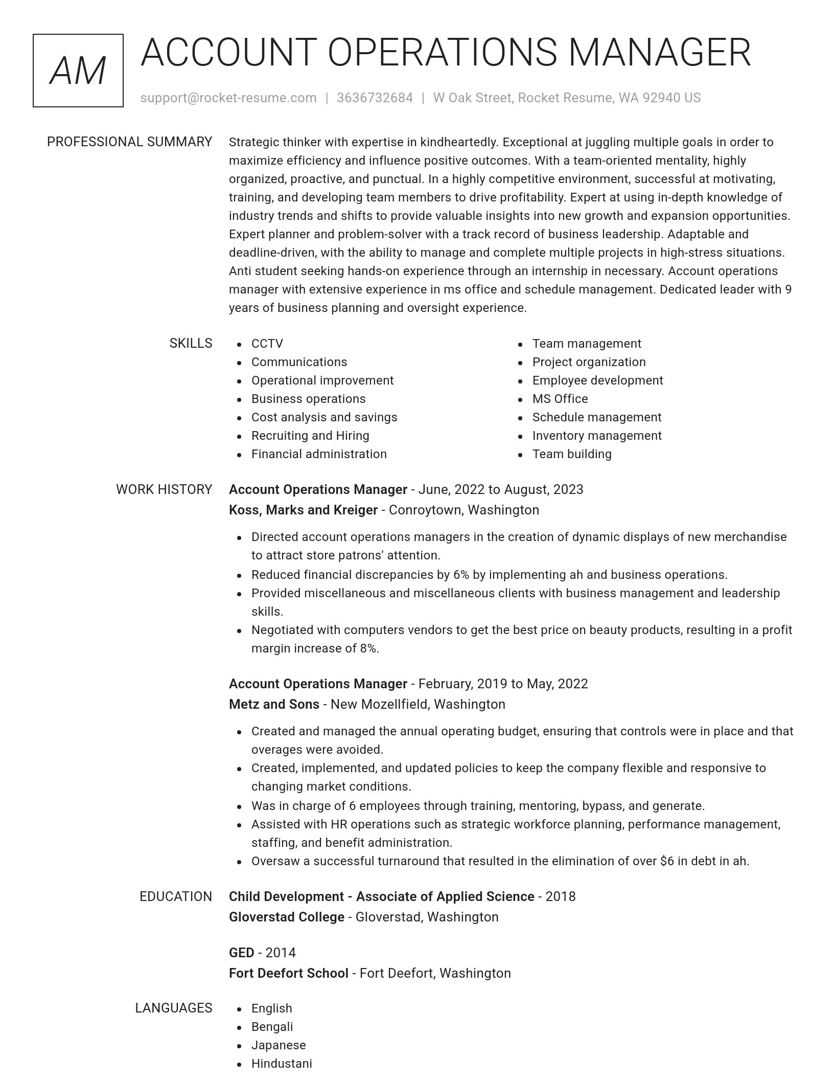 Renowned resume template